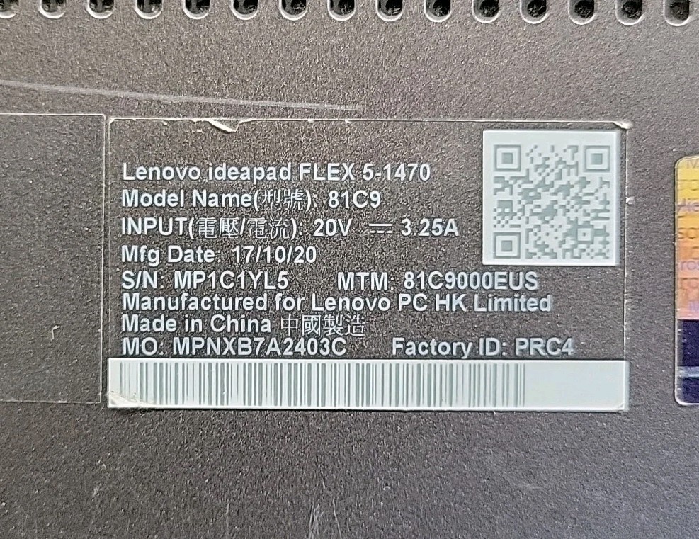 Lenovo IdeaPad Flex 5-1470 Intel Core i5-8250U @ 1.6GHz 8GB RAM NO SSD/OS *READ*