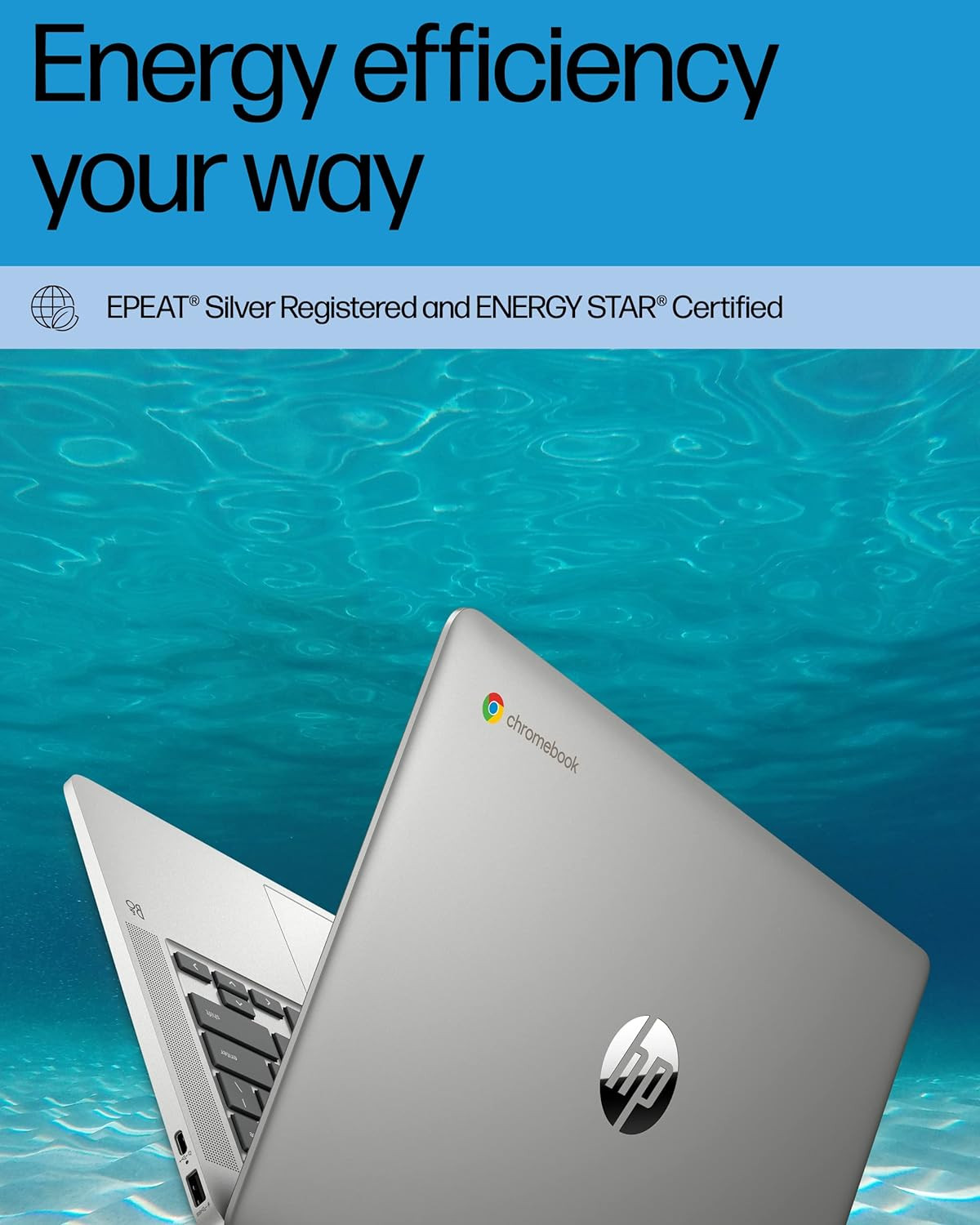HP Chromebook 14 Laptop, Intel Celeron N4120, 4 GB RAM, 64 GB Emmc, 14″ HD Displ