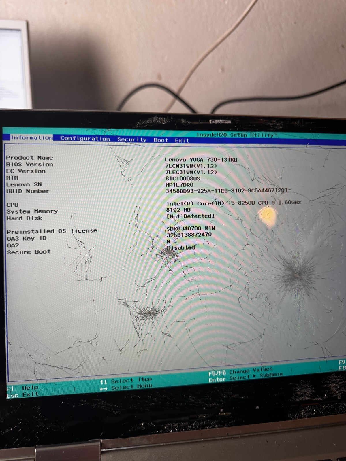 Lenovo YOGA 730-13IKB Core i5-8250U, 8GB RAM Laptop for Repair #5967