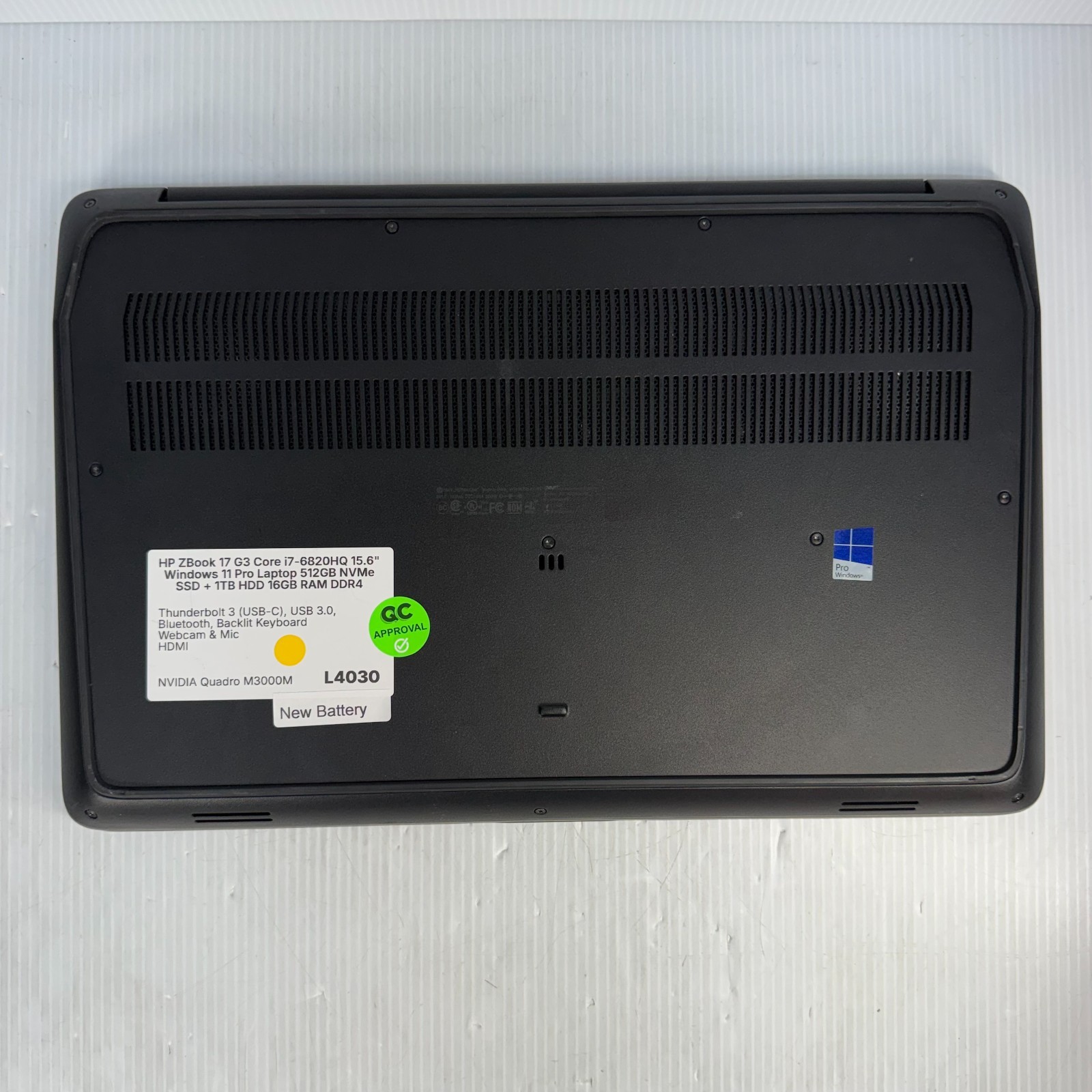 HP ZBook 17 G3 i7-6820HQ 17.3″ Windows 11 Pro Laptop 512GB NVMe SSD 16GB RAM