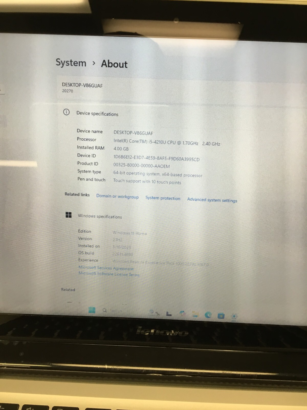 Lenovo Idealpad U430 Touch 14” 256 GB SSD Core i5 4th Gen 1.70GHz 4 GB RAM