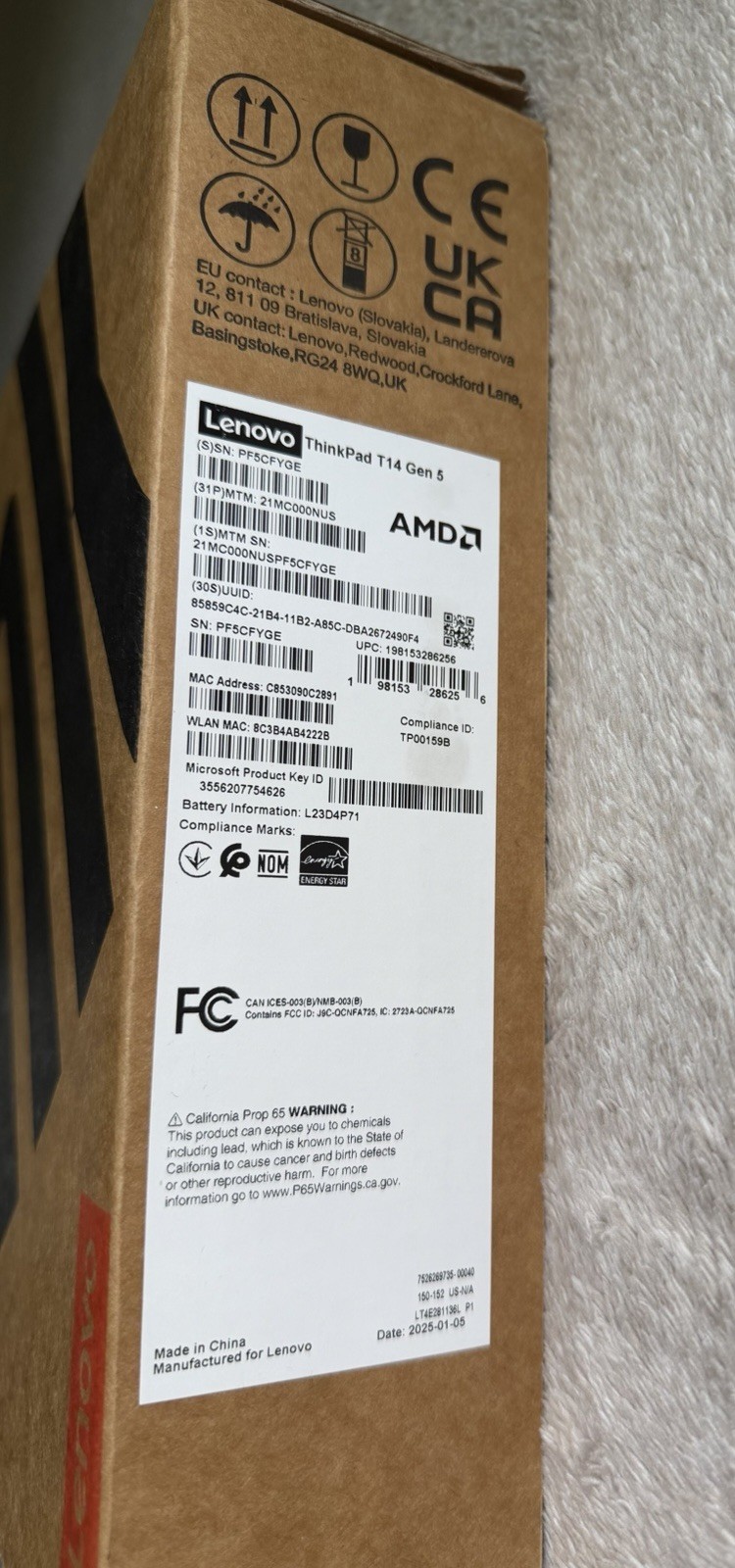 Lenovo ThinkPad T14 Gen 5 21MC000NUS 14″ Notebook AMD Ryzen 5 PRO 8540 Gray
