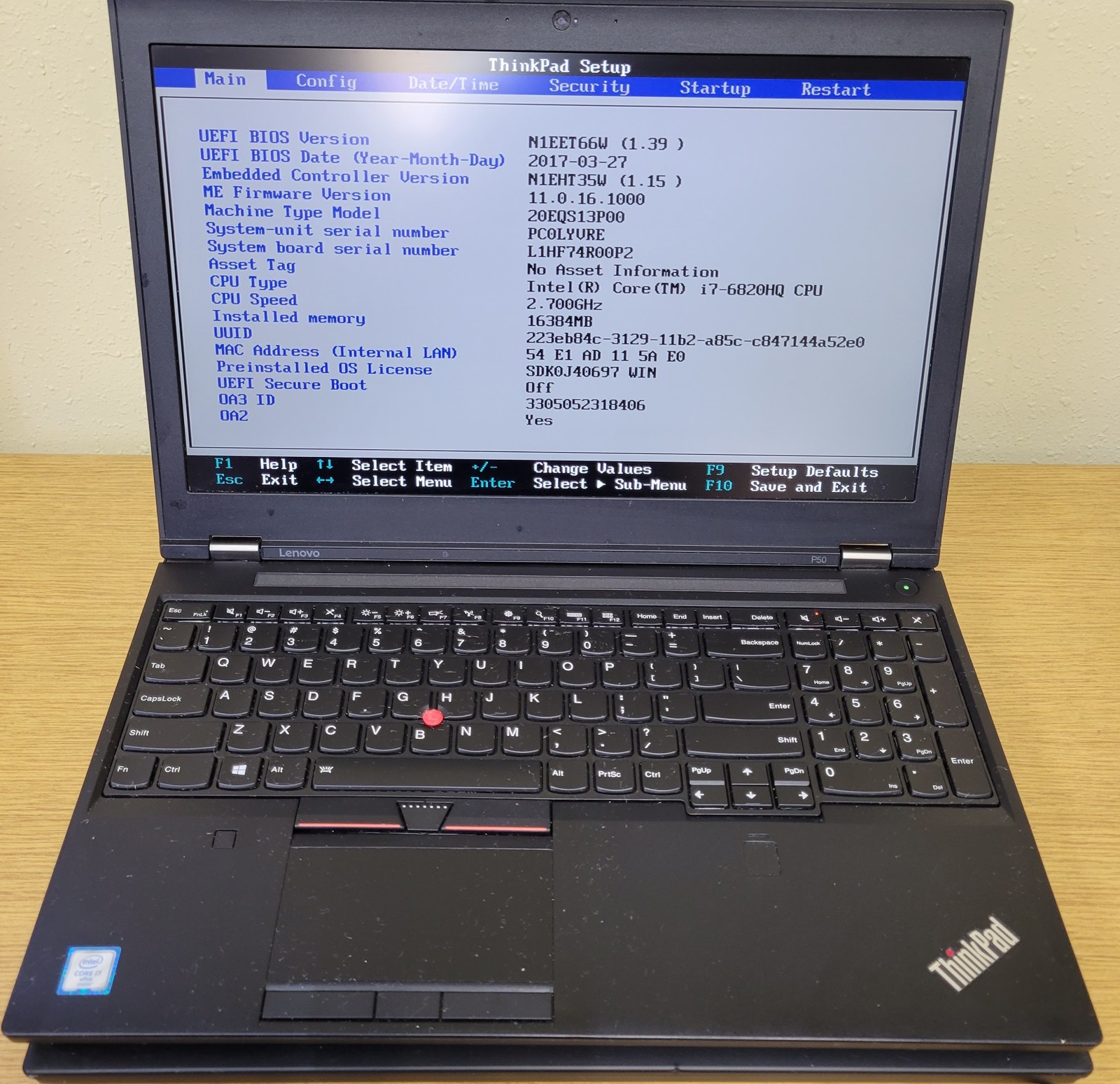 (Lot of 2) Lenovo ThinkPad P50 i7-6820HQ 2.70GHz 16GB DDR4 M1000M No OS/SSD/HDD