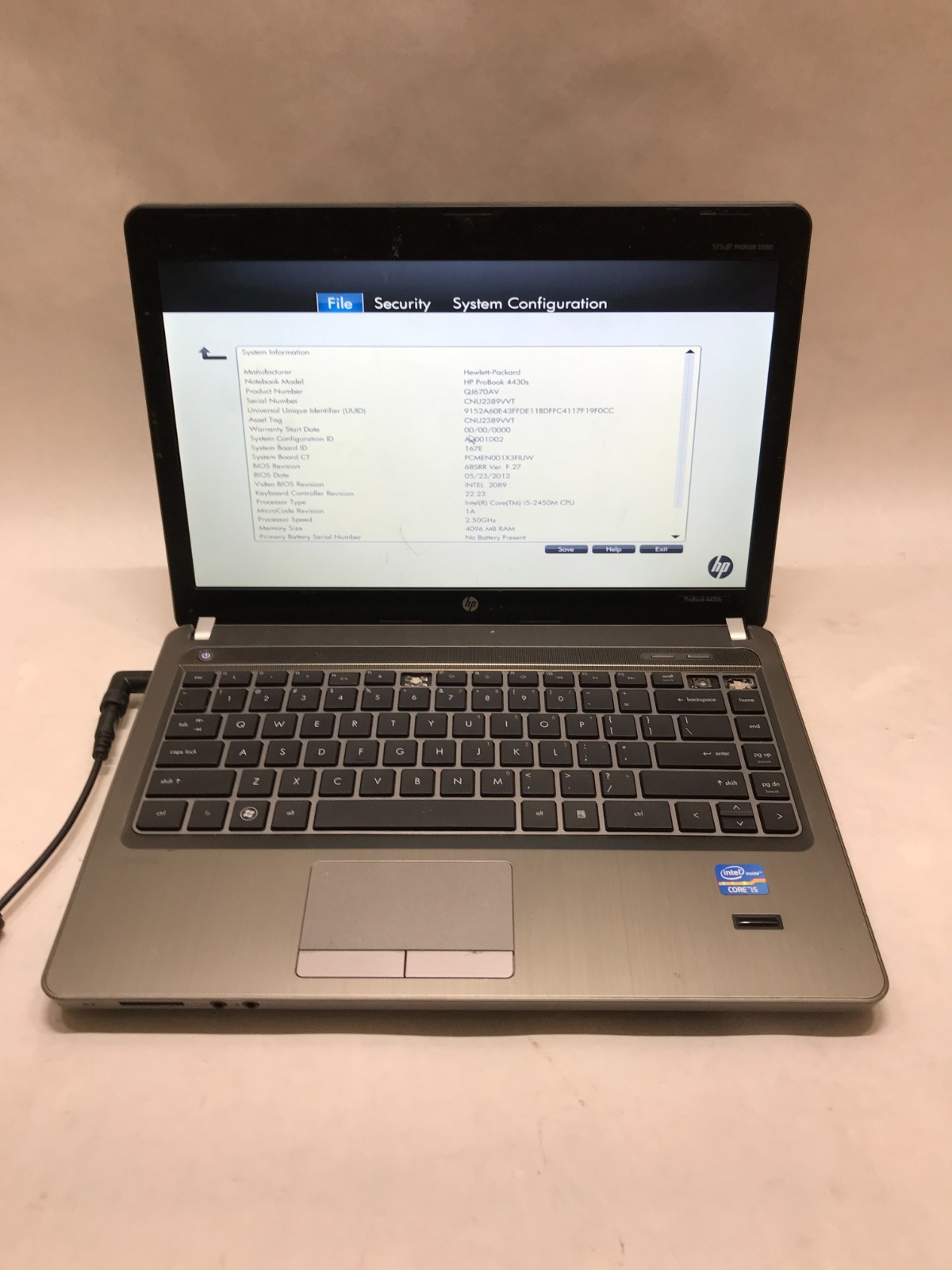 HP ProBook 4430s 14″ Intel Core i5 4GB RAM NO HDD/OS For Parts Missing Keys – DW