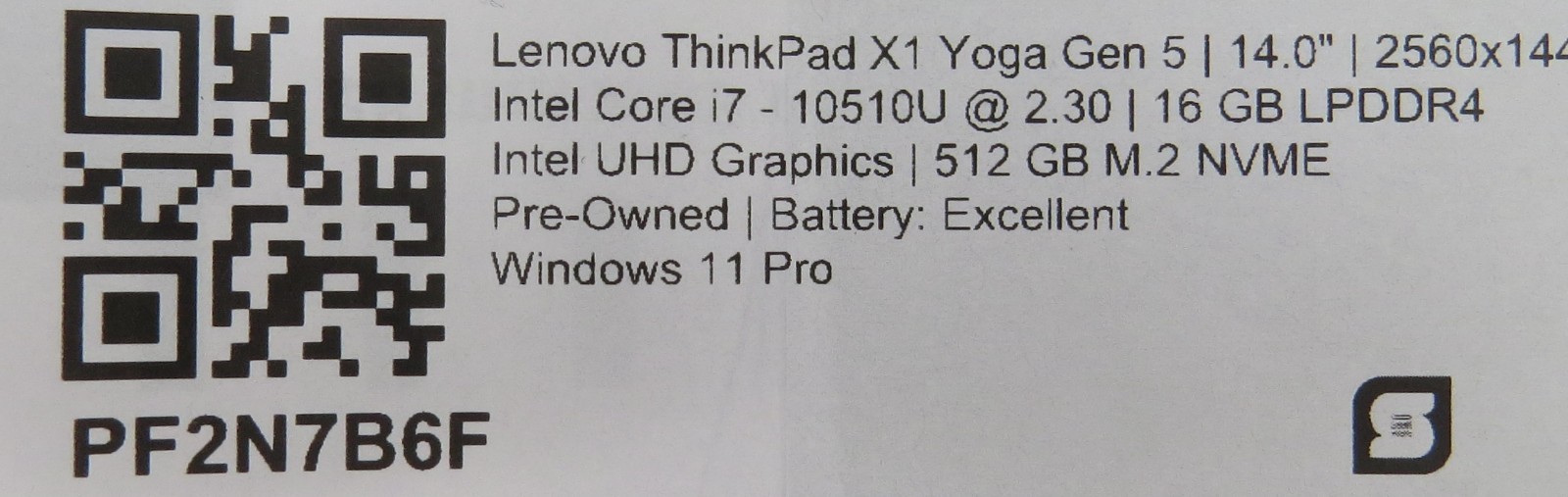 Lenovo ThinkPad X1 Yoga 5 i7-10510U 16GB RAM 512GB M.2 Win11 Pro