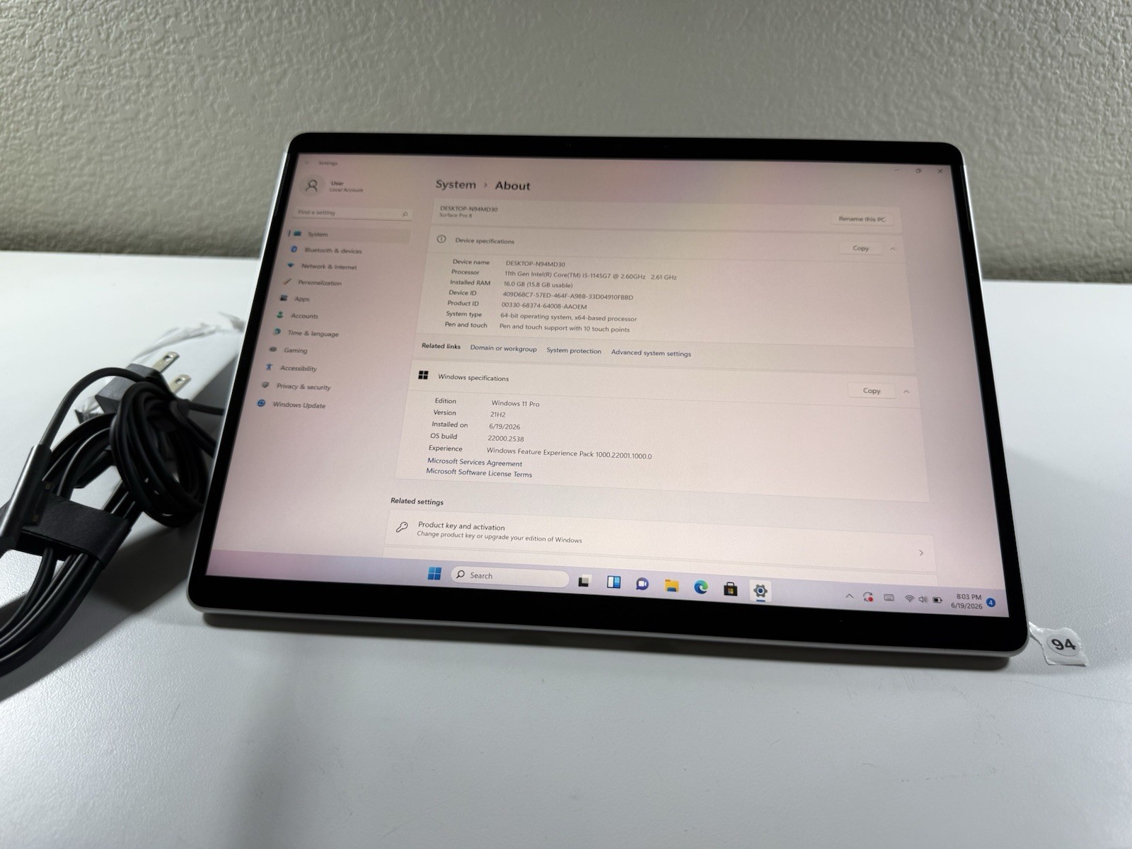 Microsoft Surface Pro 8 (1982) i5-1145G7 – 16GB RAM – 256GB 120Hz – Win 11 Pro