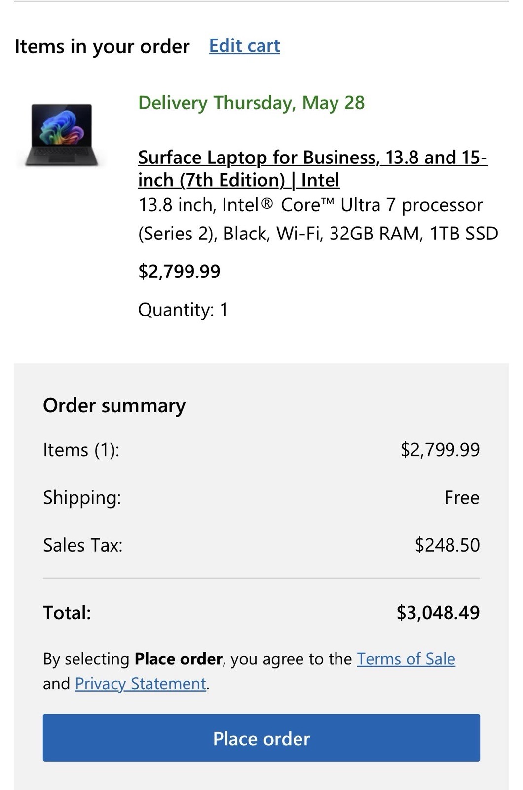 Microsoft Surface Laptop for Business 13.8″ Core Ultra 7 268V 32GB 1TB SSD