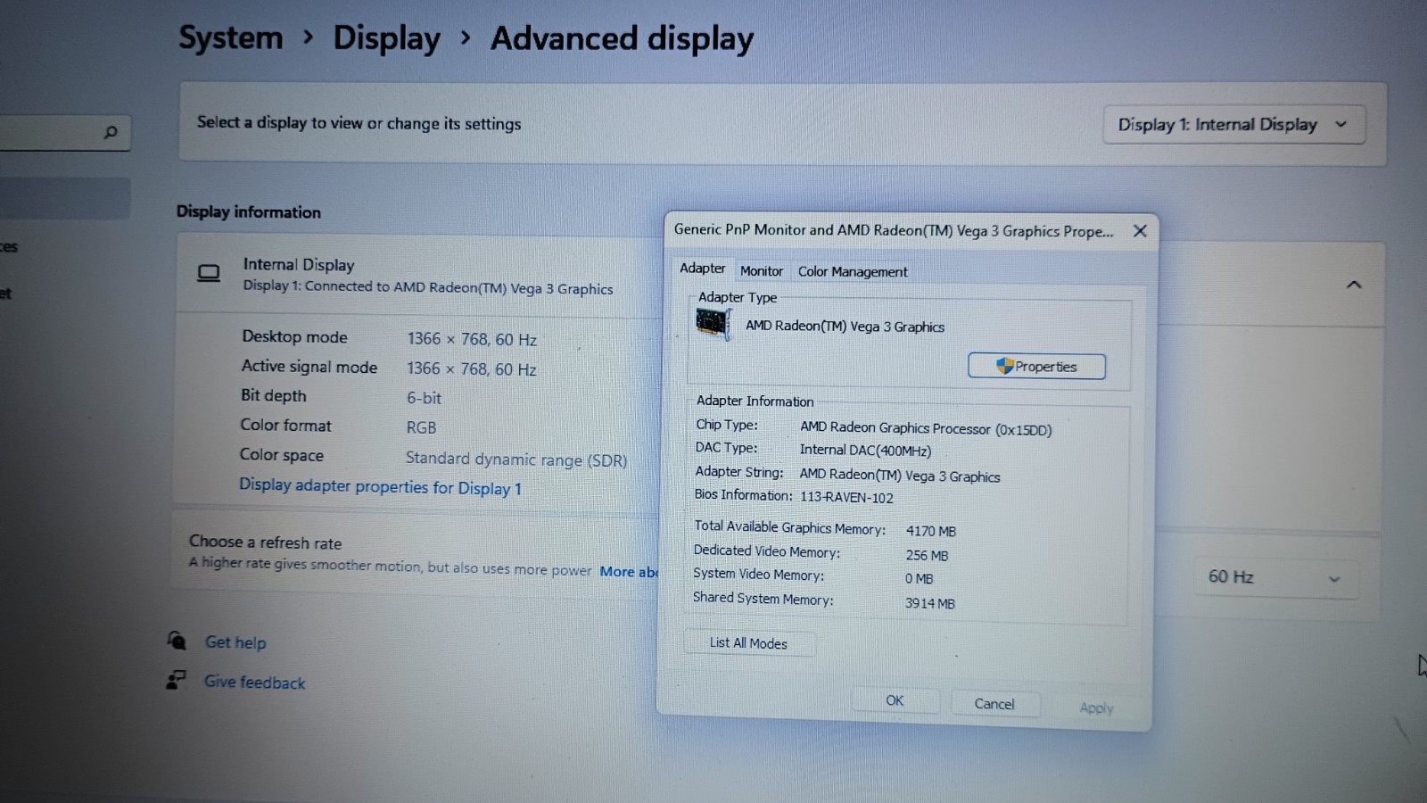 7194 Inspiron5575 w/charger.Ryzen3.8GB.128GB NVMe.15.6″.Radeon.Optical.W11.Nice!
