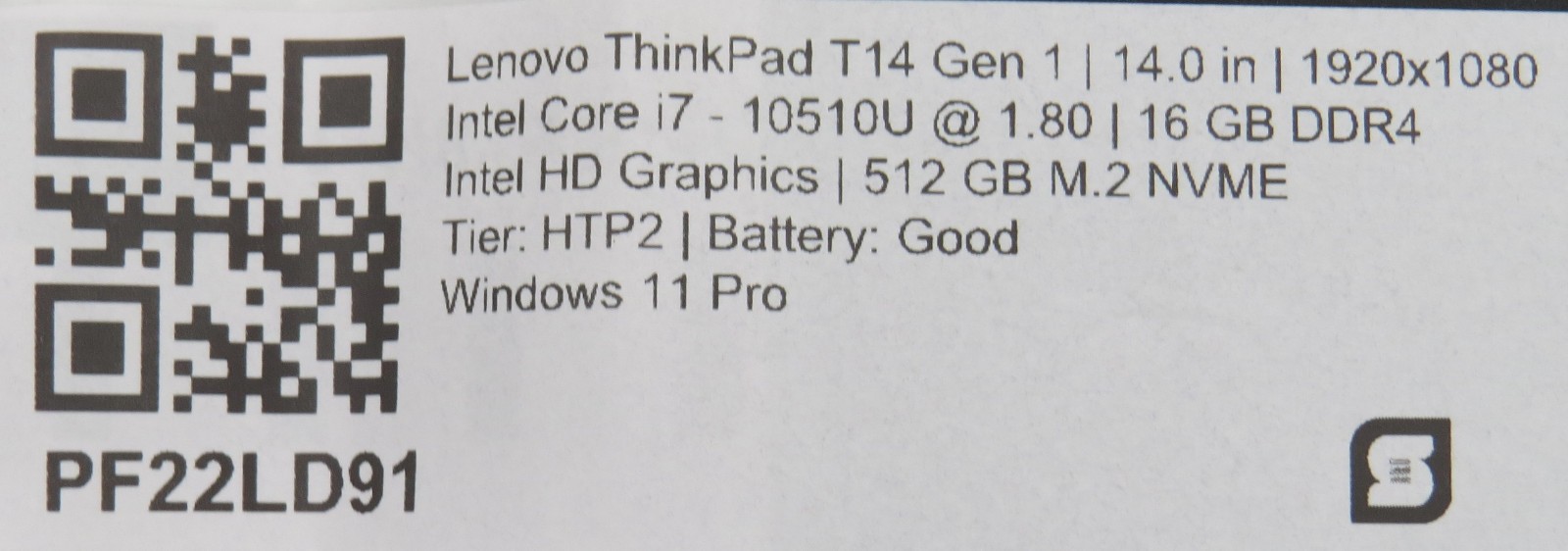 Lenovo ThinkPad T14 G1 i7-10510U 16GB DDR4 512GB m2 14″ Touch Win11 Pro