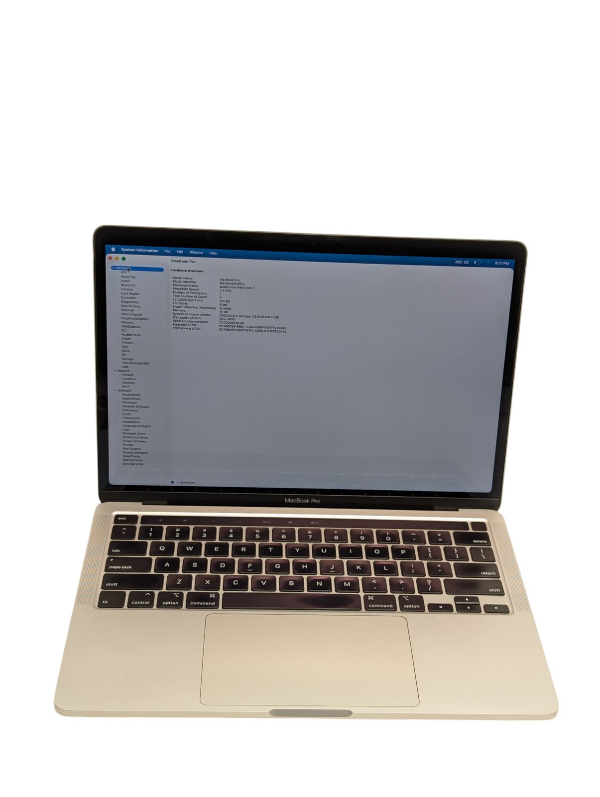 Apple MacBook Pro A2251 2020 13″ i7 2.30GHz 16GB RAM 1TB Grade D