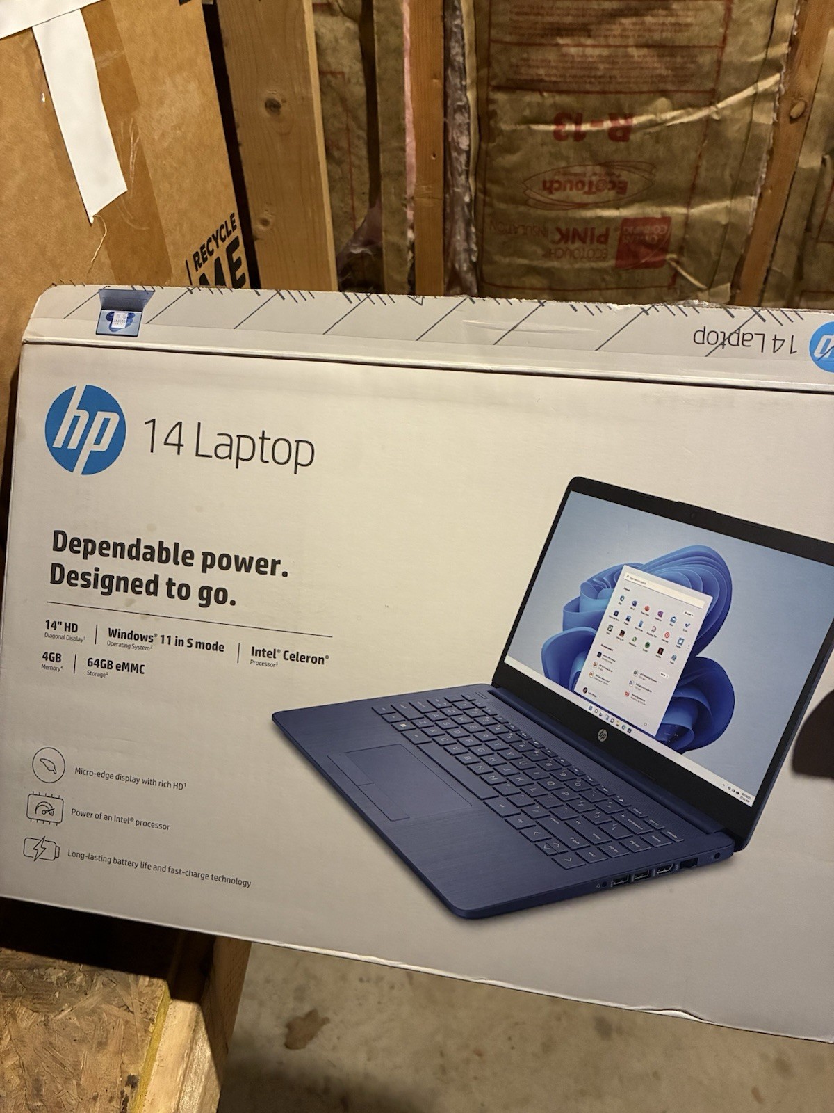 HP 14-DQ0714DS 14-inch Intel Celeron N4120 Laptop 4GB RAM, 64GB eMMC, Win11 Home