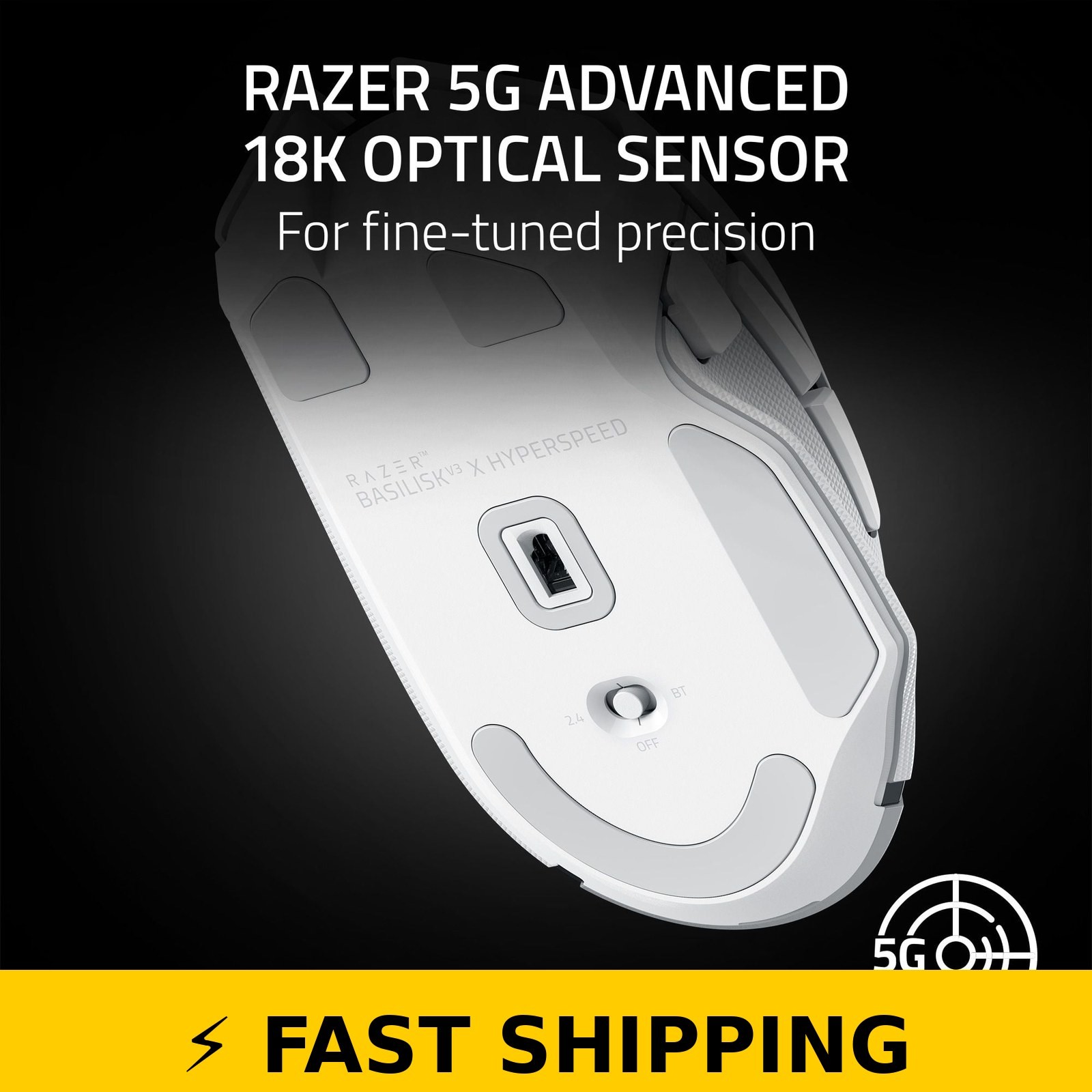 Razer Basilisk V3 X Hyperspeed Wireless Gaming Mouse – White