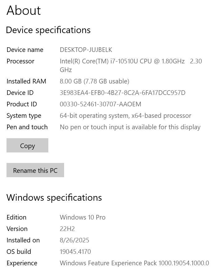 Lenovo ThinkPad E14 i7 8GB Ram Windows 10/11 PRO