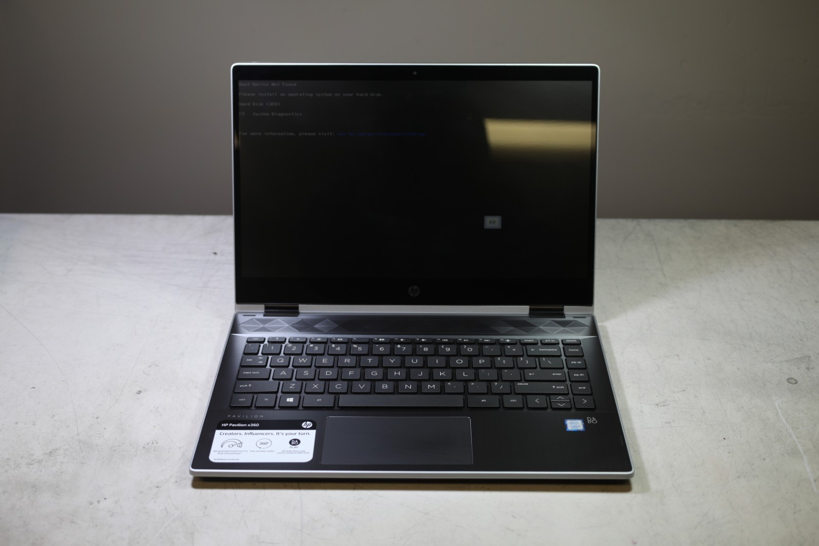 HP Pavilion x360 Intel(R) Core(TM) i3-8130U CPU 2.20GHz-8GB RAM-512GB HDD-NO OS