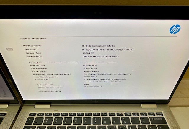 LOT 2 HP EliteBook x360 1030 G3 G4 16GB i7 1.90GHz