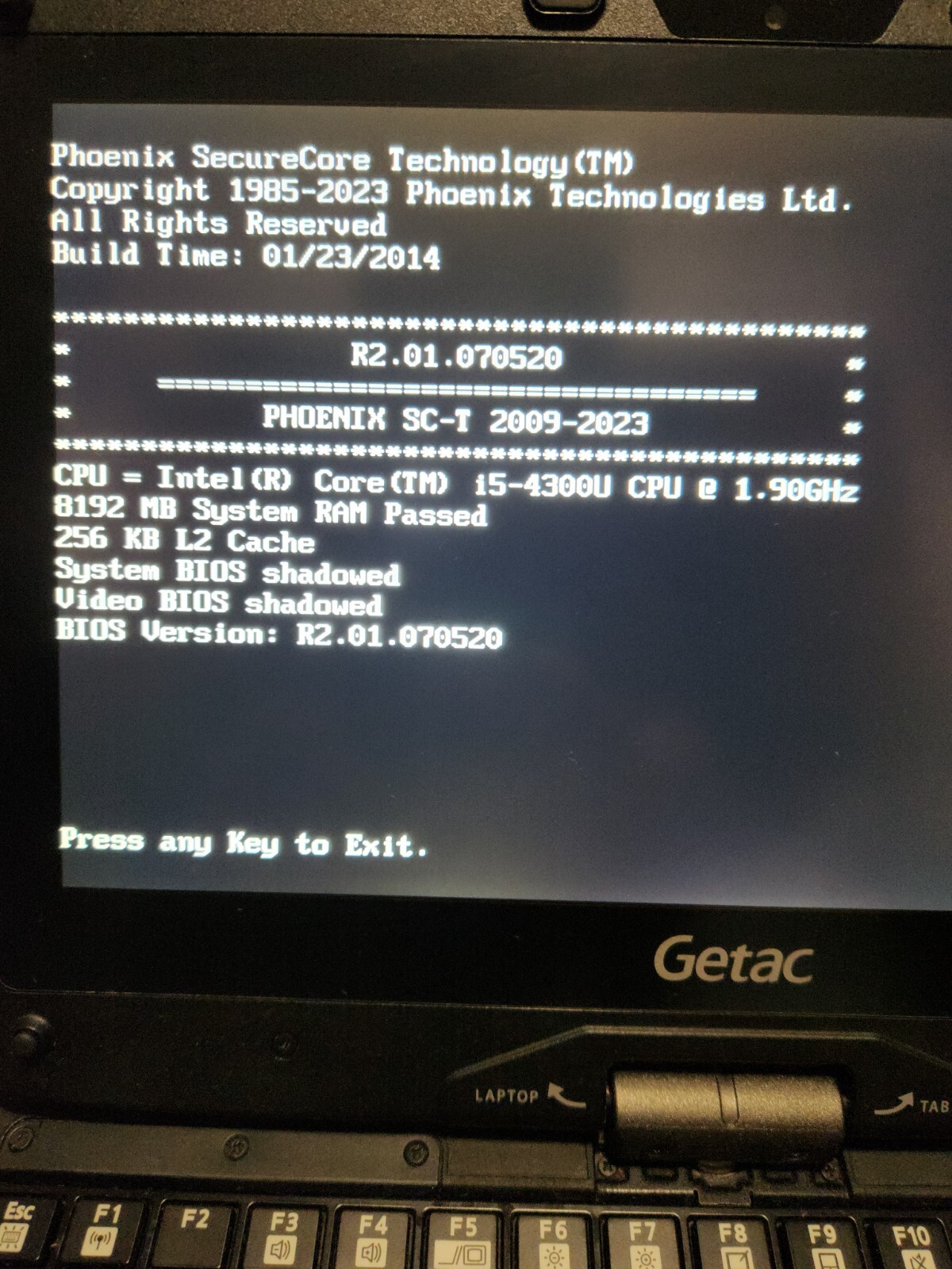 GETAC V110 CORE i5-4300U + 128gb SSD m.2 + caddy + 2x batteries + Charger