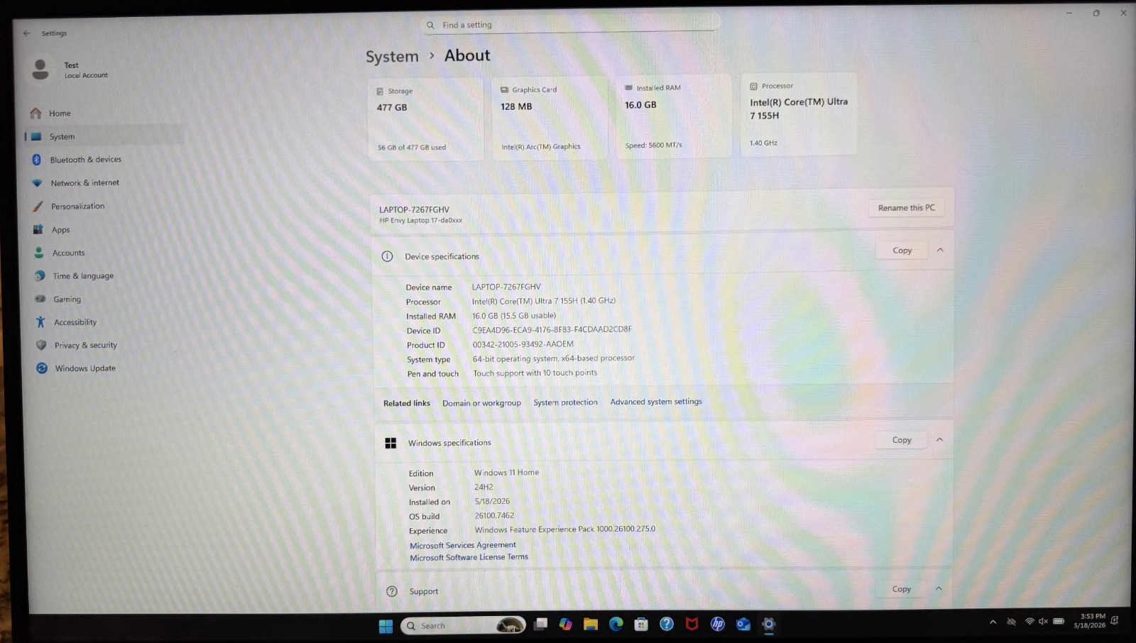 HP Envy Laptop 17-da0047nr (17.3″ Intel Core™ Ultra 7, 16GB RAM, 512GB SSD)