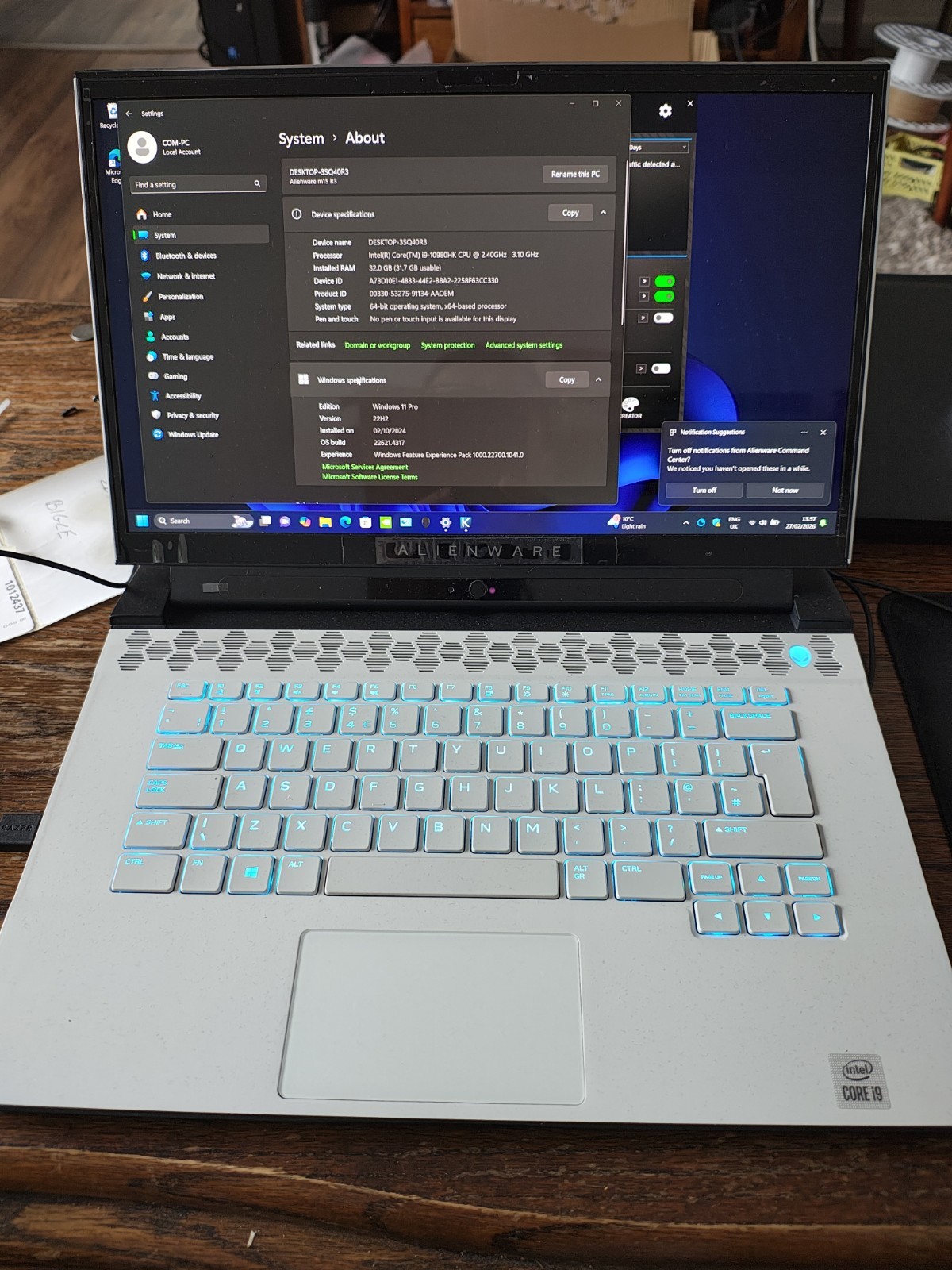 Alienware M15 R3 I9 32gb Rtx 2080