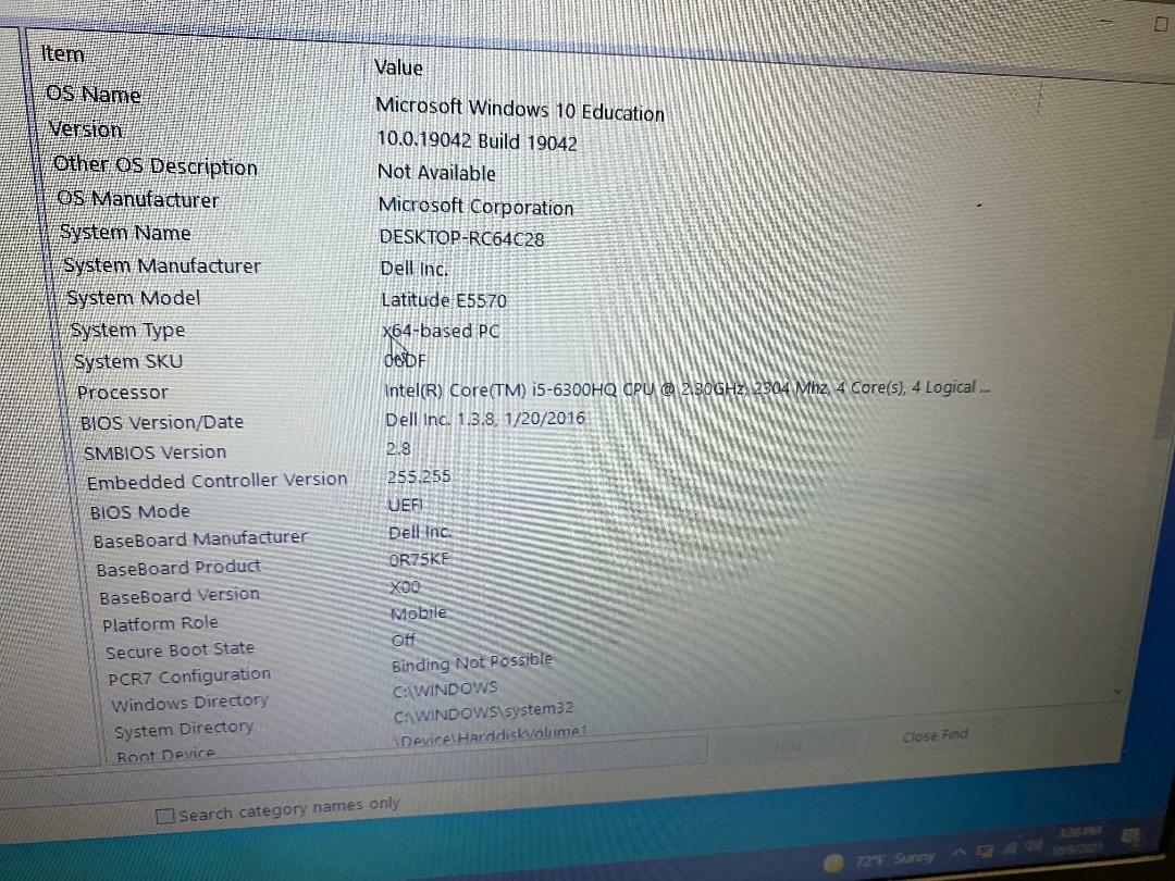 Dell Latitude E5570 Core i5-6300HQ 2.3ghz 8GB 128GB M.2 15.6″ Win 10 Laptop