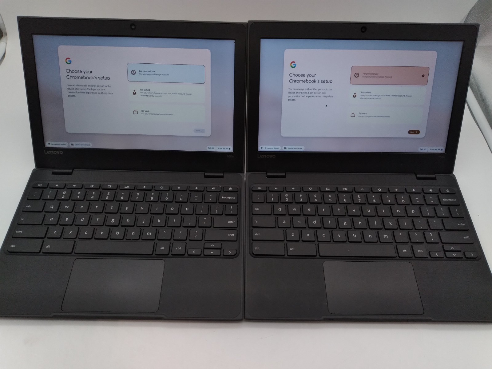 Lot of 2 -Lenovo 100e Chromebook 2nd Gen 11.6″ Celeron@ 1.1GHz/4GB RAM/32GB eMMC