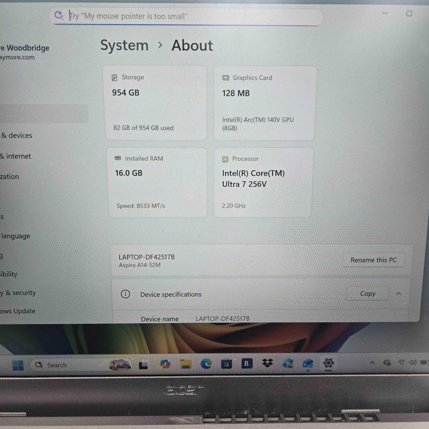 Acer Aspire 14 AI 14″ Ultra 7 256V 2.2GHz 16GB RAM 1TB SSD