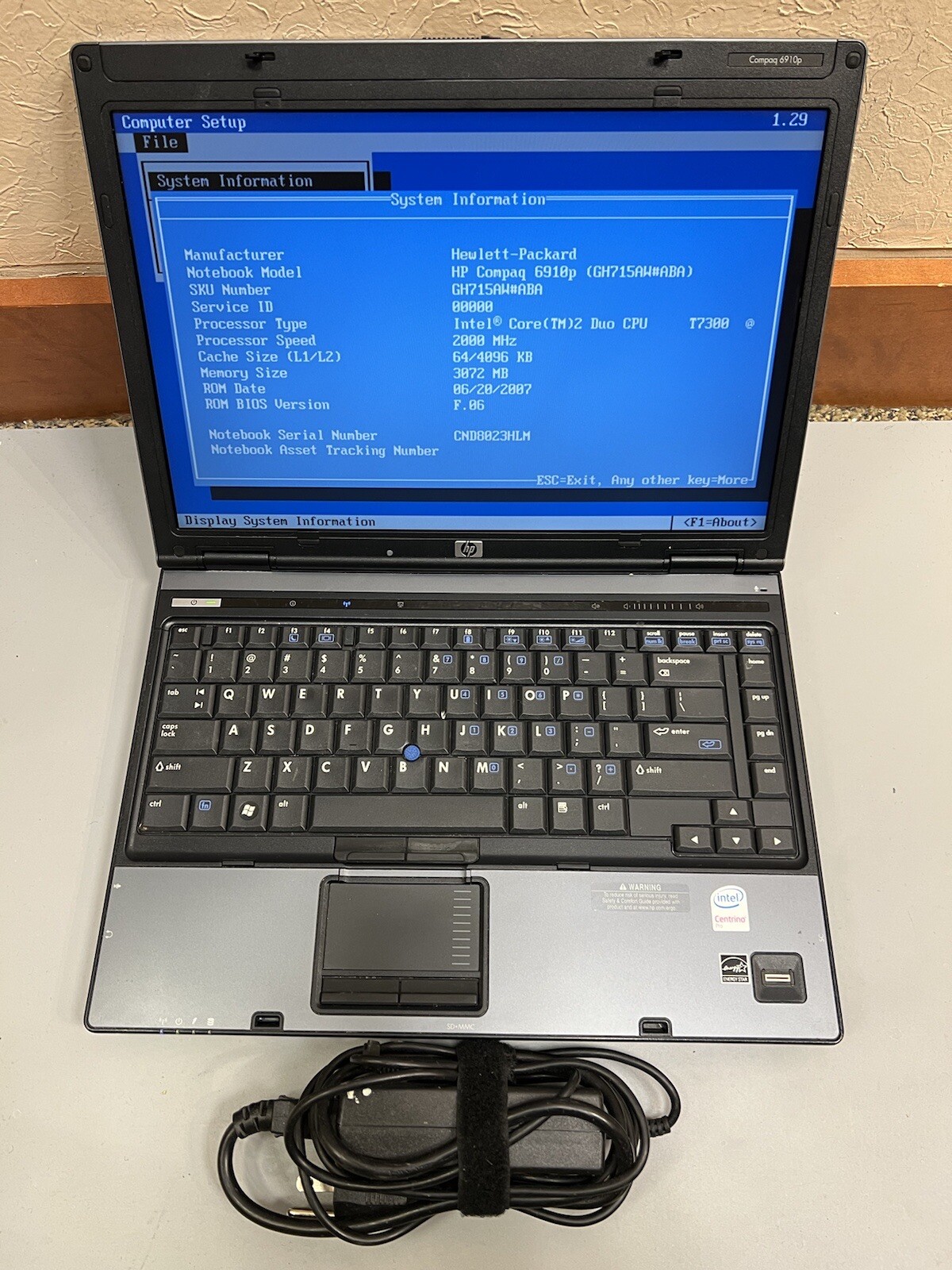 HP Compaq 6910b 2.00GHz Core 2 Duo 3GB RAM 160GB HDD WIFI BLUETOOTH
