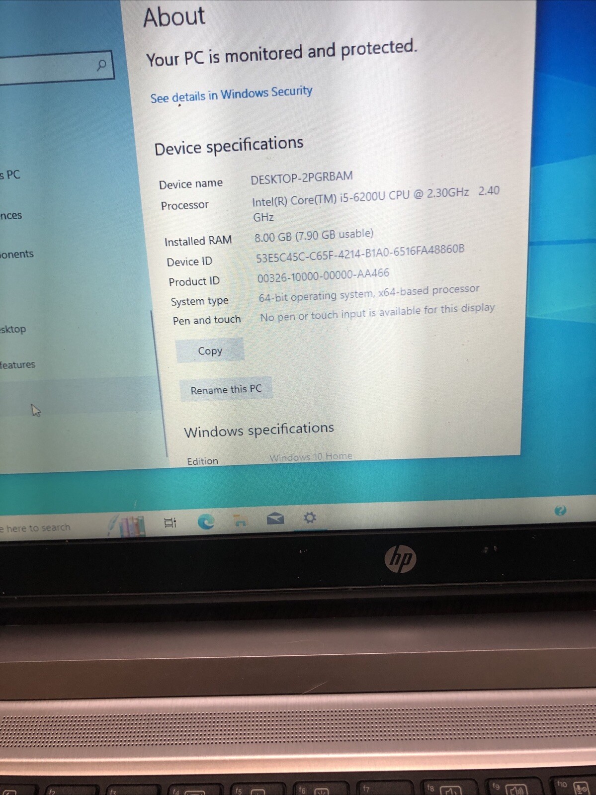 HP ProBook 450 G3 Laptop 15.6″ FHD Intel i5-6200U 2.3GHz 8GB 500GB HDW10P