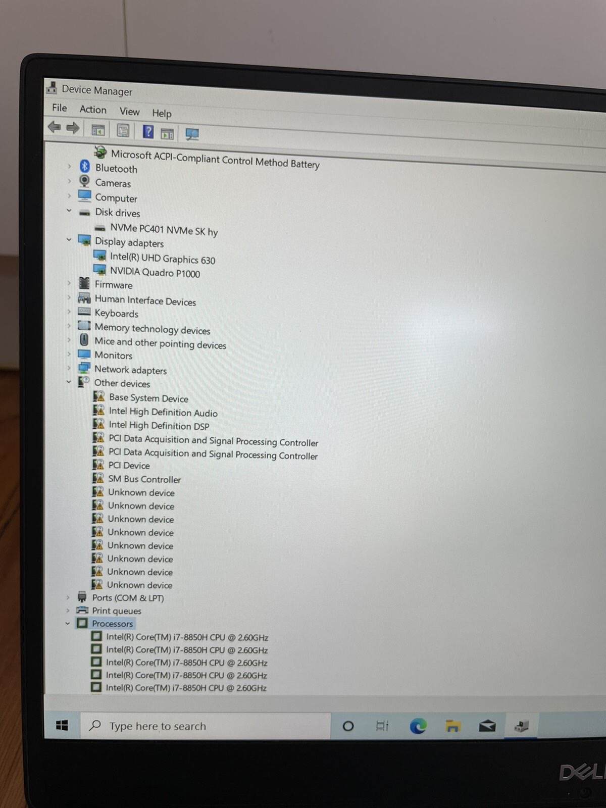 Dell precision 5530 i7 8850, 32GB ram, 512 mvme ssd, Nvidia Quadro P1000