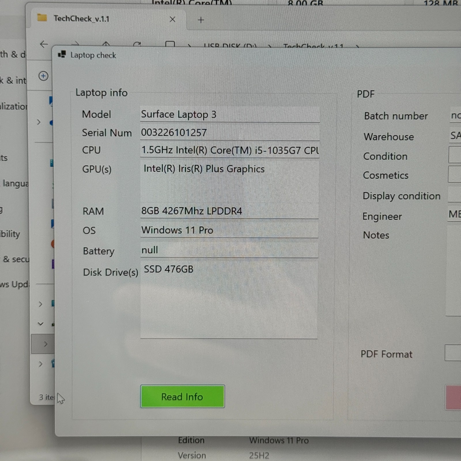 Microsoft Surface Laptop 3 1867 Intel i5-1135G7 8GB RAM 512GB NVMe Win11 PICS