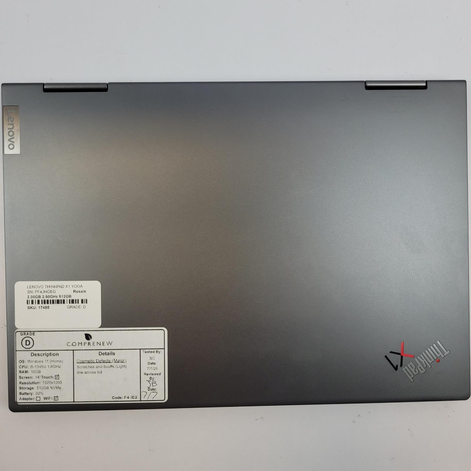 LENOVO THINKPAD X1 YOGA G8 Win 11 i5-1345U 16GB RAM 512GB NVME | Grade D