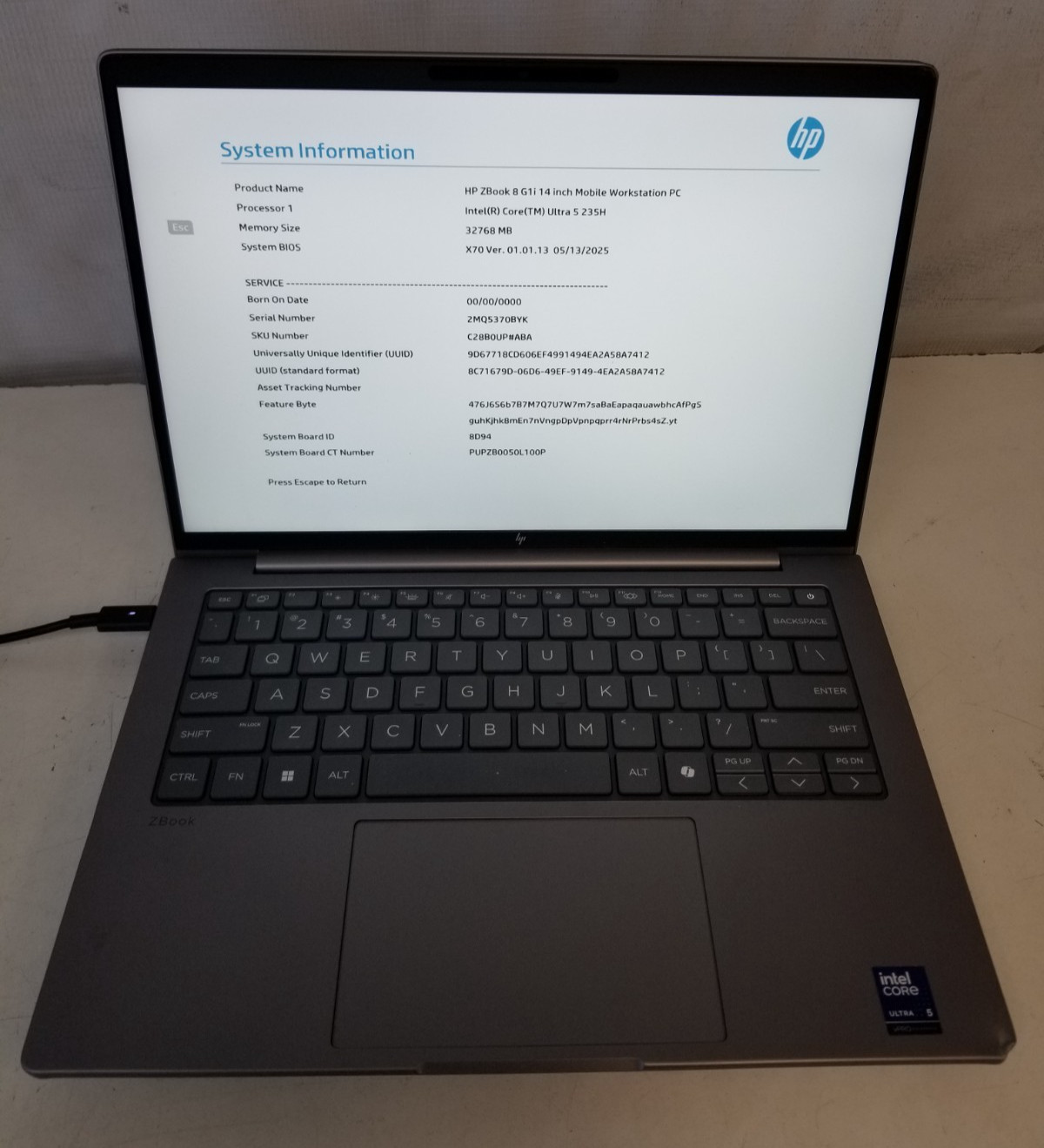 HP ZBook 8 G1i 14” Mobile Workstation Ultra 5 235H 32GB DDR5 NO SSD