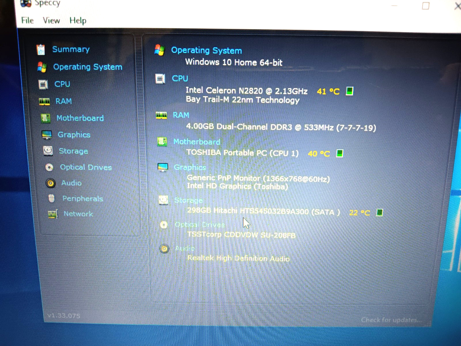 Toshiba C55-A5105/Celeron N2820 2.13ghz/4gb/320gb/Windows 10 Home/Webcam/BT/15.6