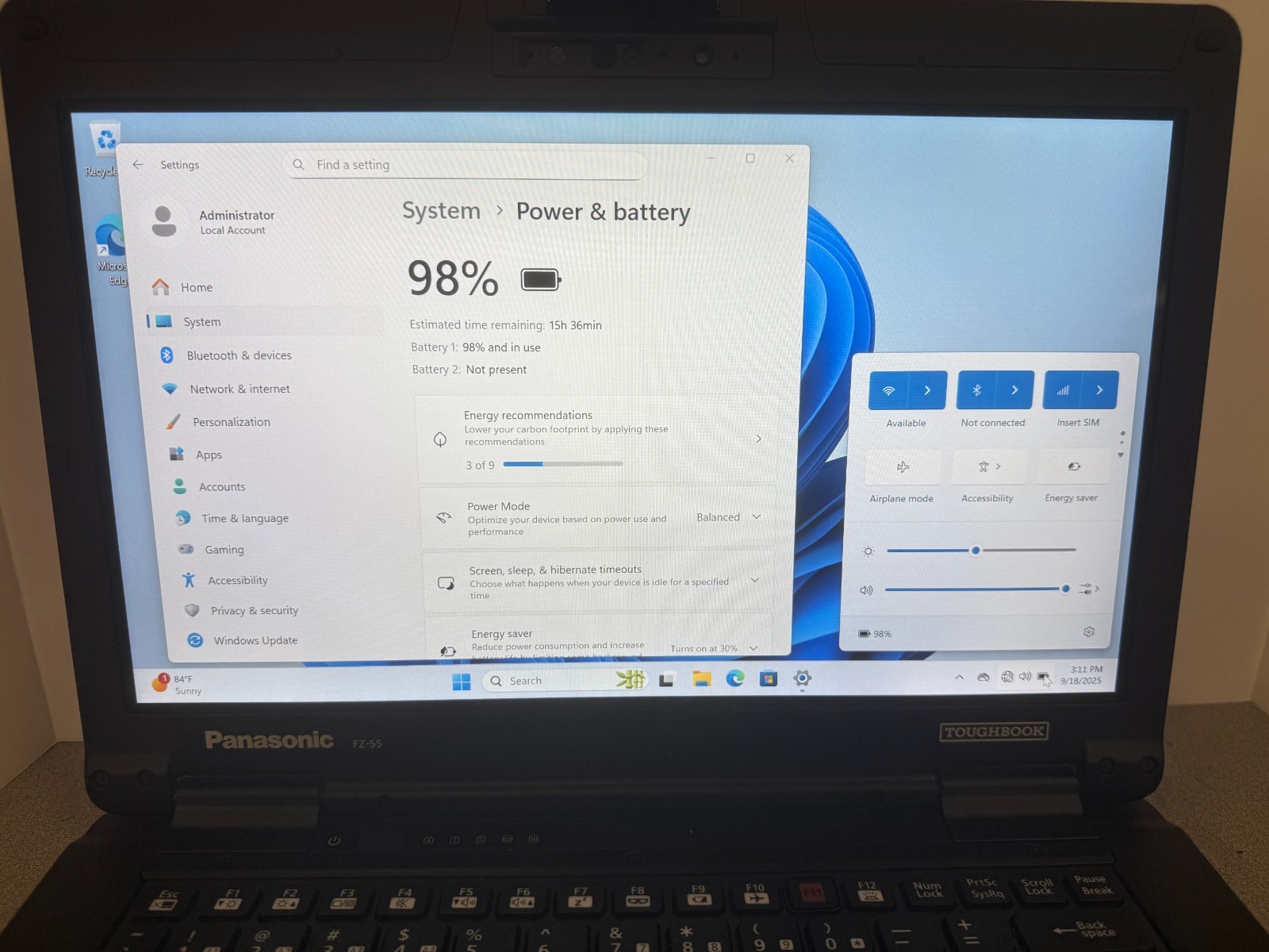 Panasonic FZ-55 Toughbook MK1 i7 Touchsceen 16GB 512GB SSD Windows 11 Pro 4G GPS