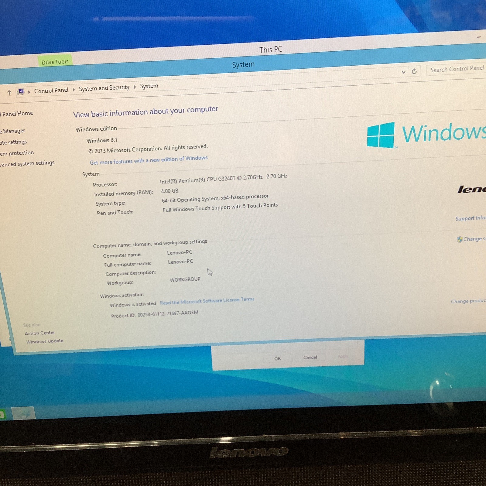 Lenovo C460 All In One Touch Screen Computer Pc 91680-1 JAR