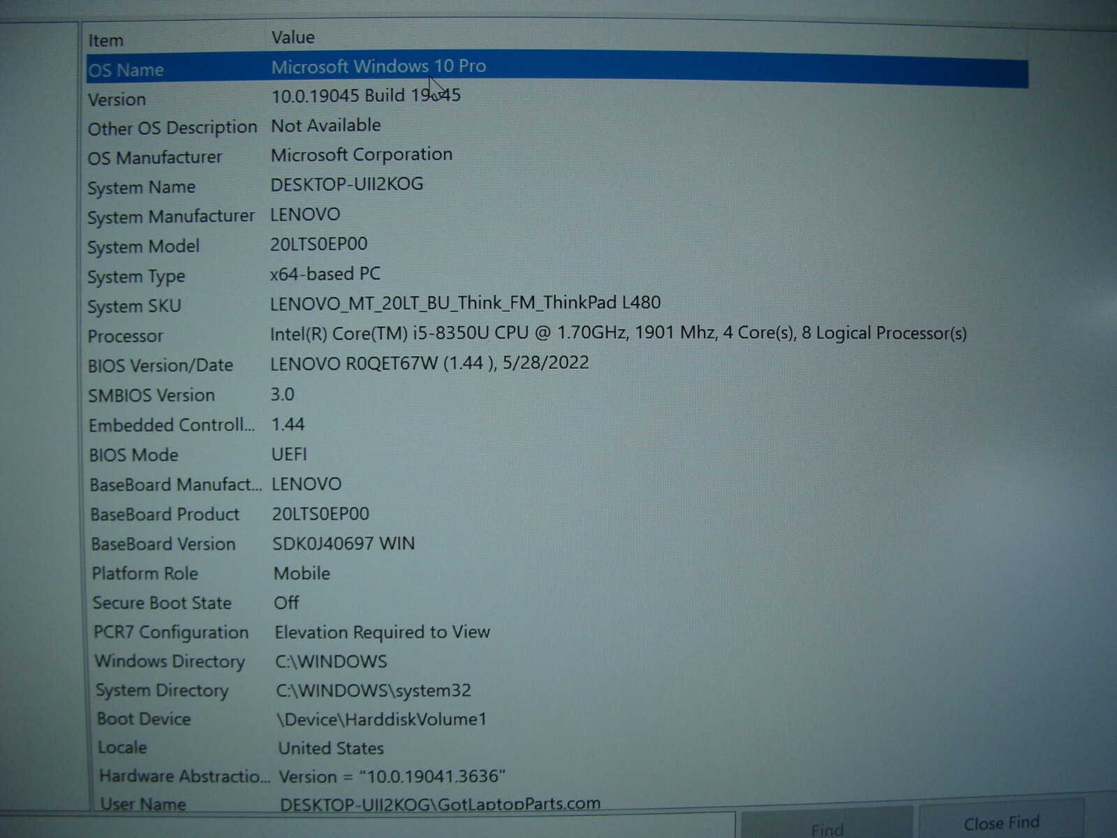 Lenovo ThinkPad L480 14″ FHD i5-8550U 1.7GHz 8GB 256GB GREAT Battery Win 10 Pro