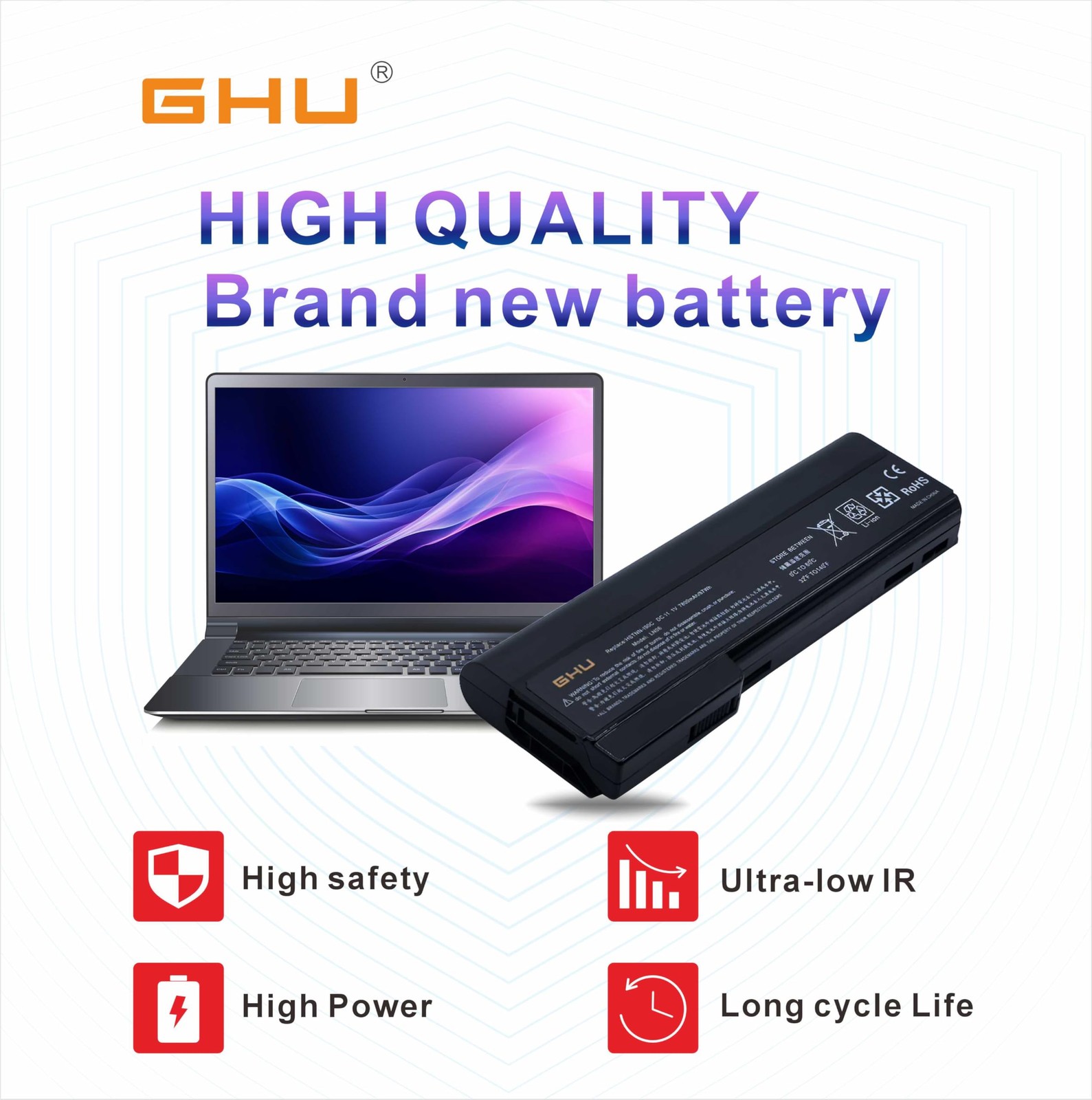 GHU New Battery 87 WH CC09 628666-001 Compatible with HP Probook 6360B 6460b 647