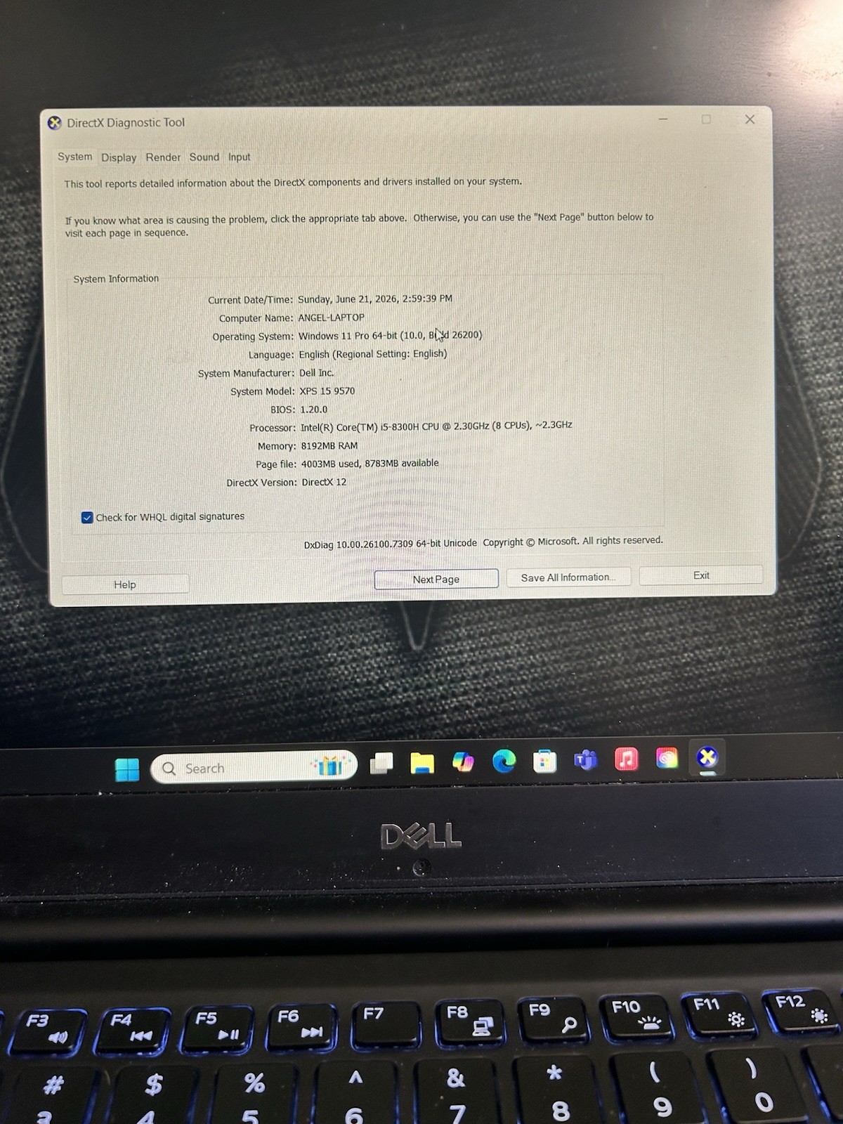 Dell XPS 15 GeForce 1050 I5-8300H