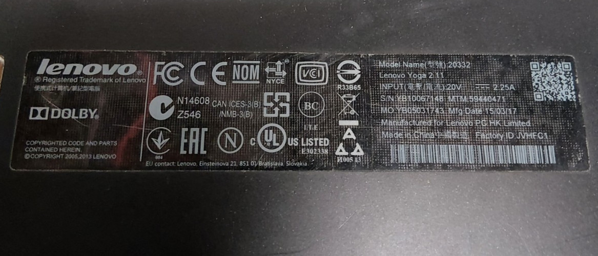 Lenovo Yoga 2 11 20332 13″ Intel Pentium N3540 #920