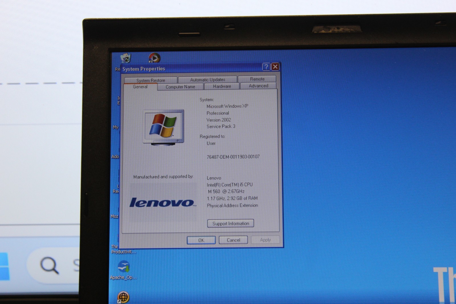 #56 LENOVO THINKPAD T410 14″ LAPTOP INTEL i5 M560@2.67GHz 3GB 150GB HD WINDOW XP
