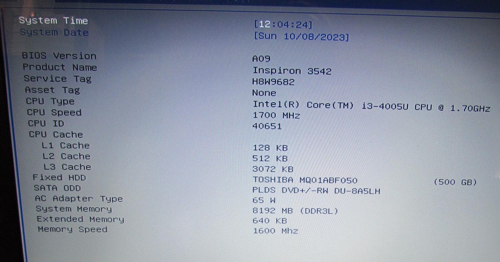 Dell Inspiron 15 3542 15.6″ Laptop Intel i3 500GB HDD 8GB Ram Windows 10 Pro
