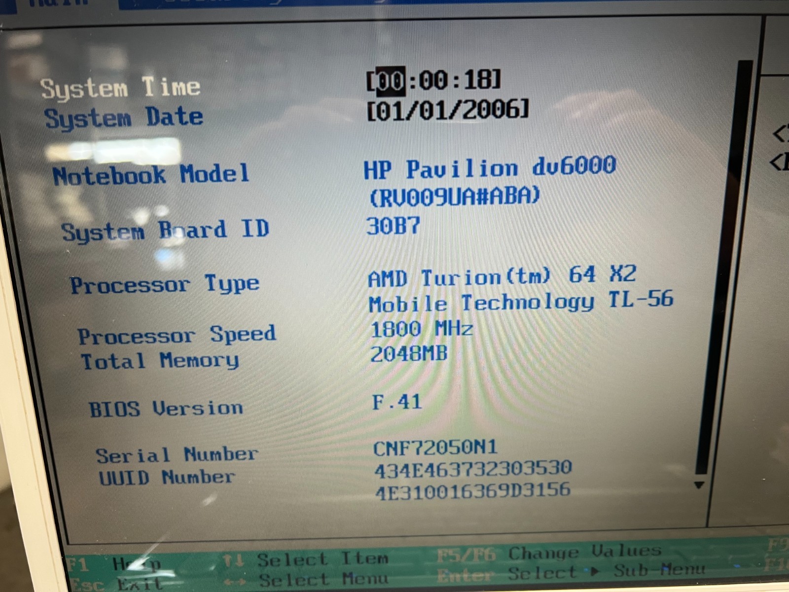 HP Pavilion DV6000 AMD Turion 64 X2 2GB No HDD No OS