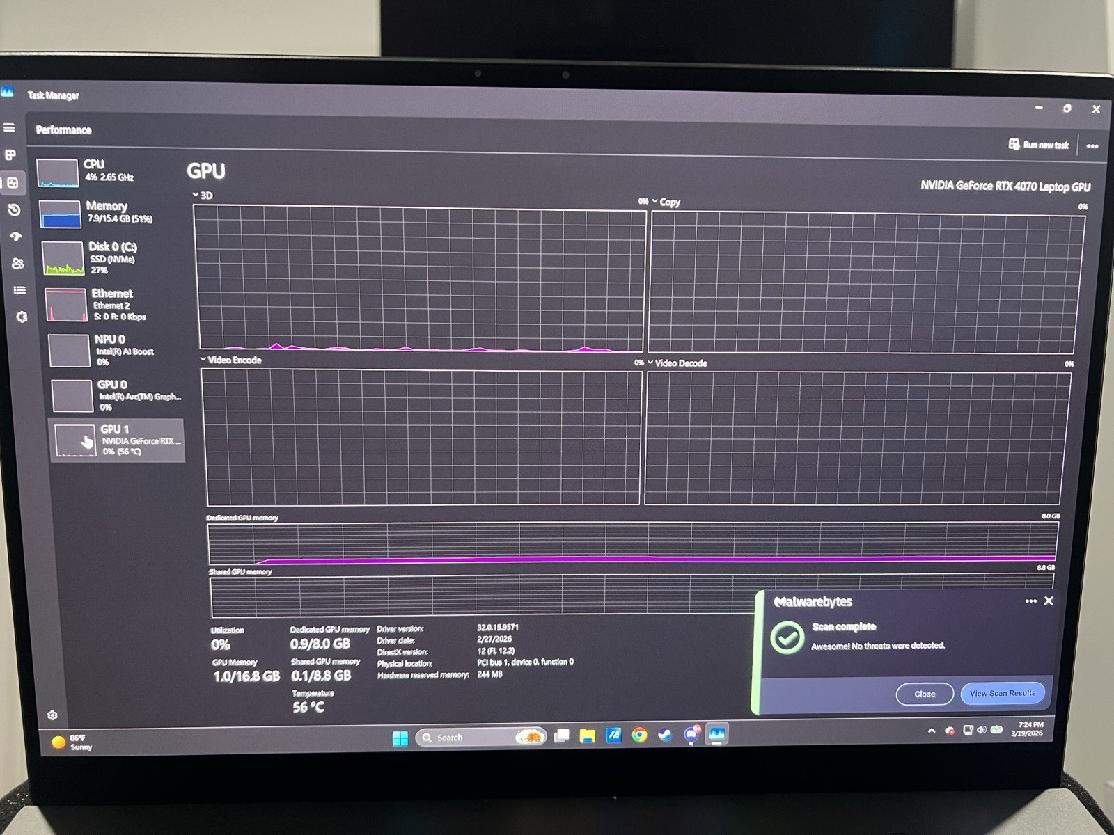 Asus ROG Zephyrus G16 RTX 4070, 16″ OLED 240Hz Ultra 9, 16GB 1TB