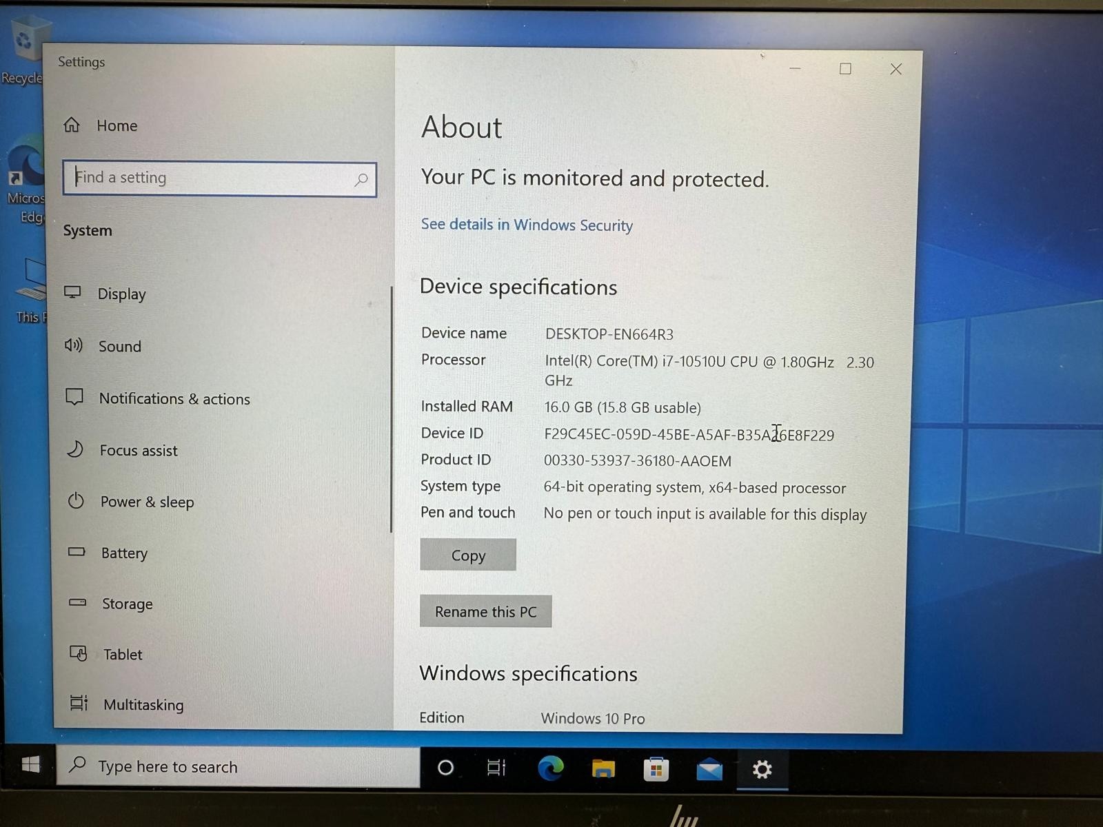 HP Elitebook 840 G7 i7-10510U 1.8GHz 16 GB RAM 512 GB SSD Laptop