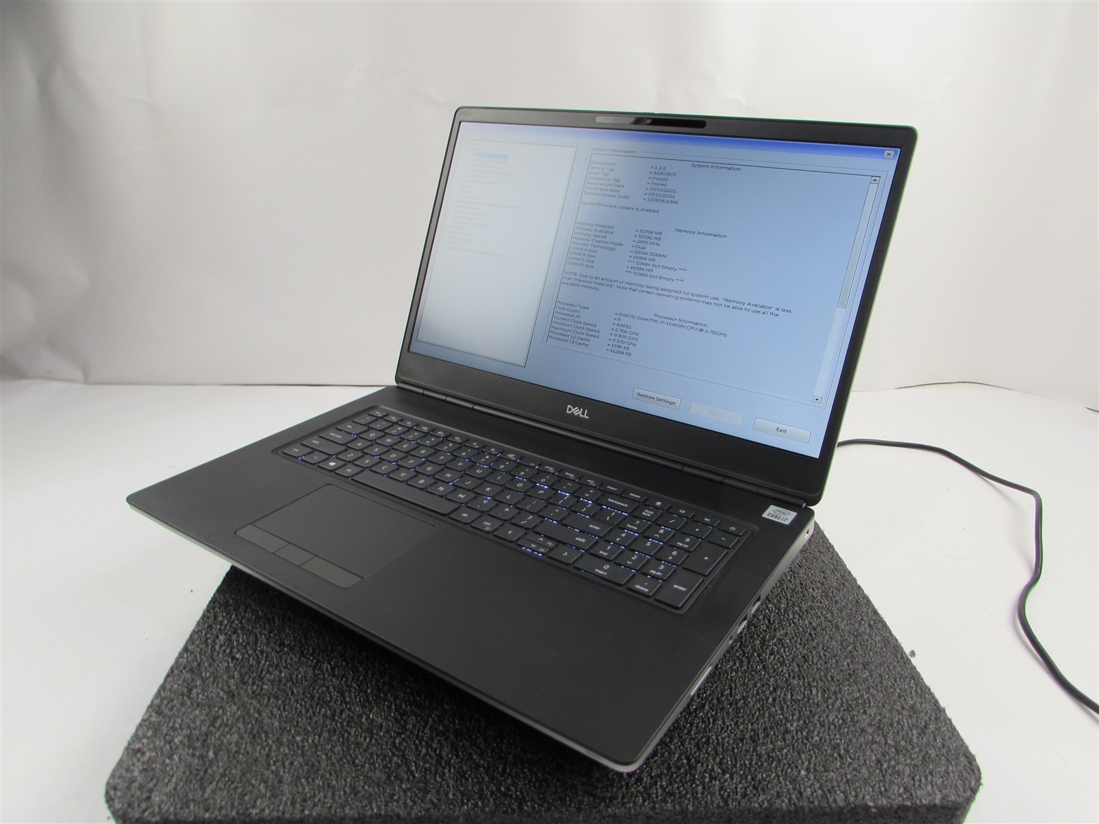 DELL PRECISION 7750 FHD CORE I7-10850H 1TB 32GB RAM RTX 4000 WIN 11 PRO NO BATT