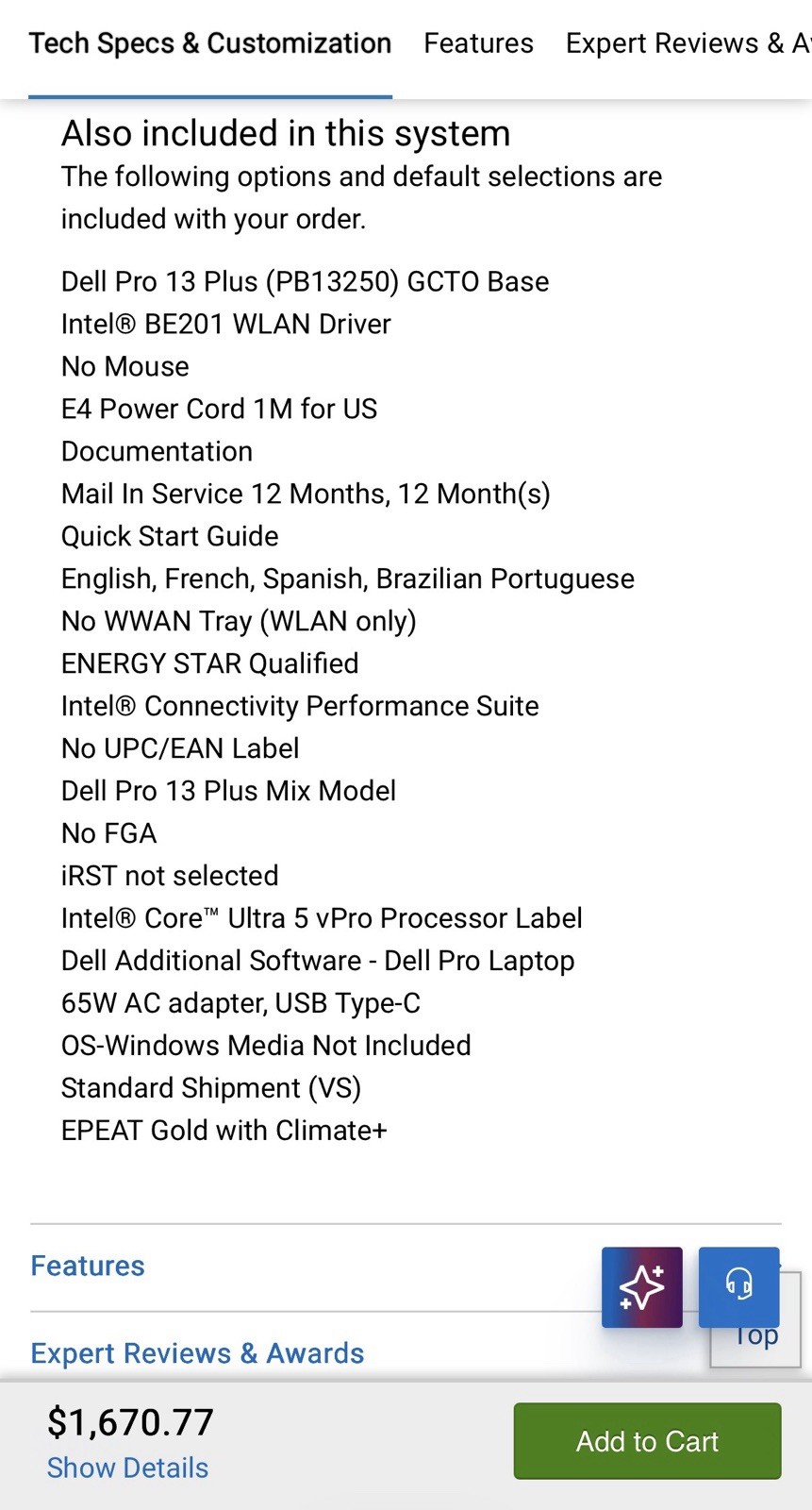 Dell Pro Plus 2-in-1 PB13250 13” FHD+TOUCH Ultra 5 vPro CUSTOM BUILD 256GB AI PC