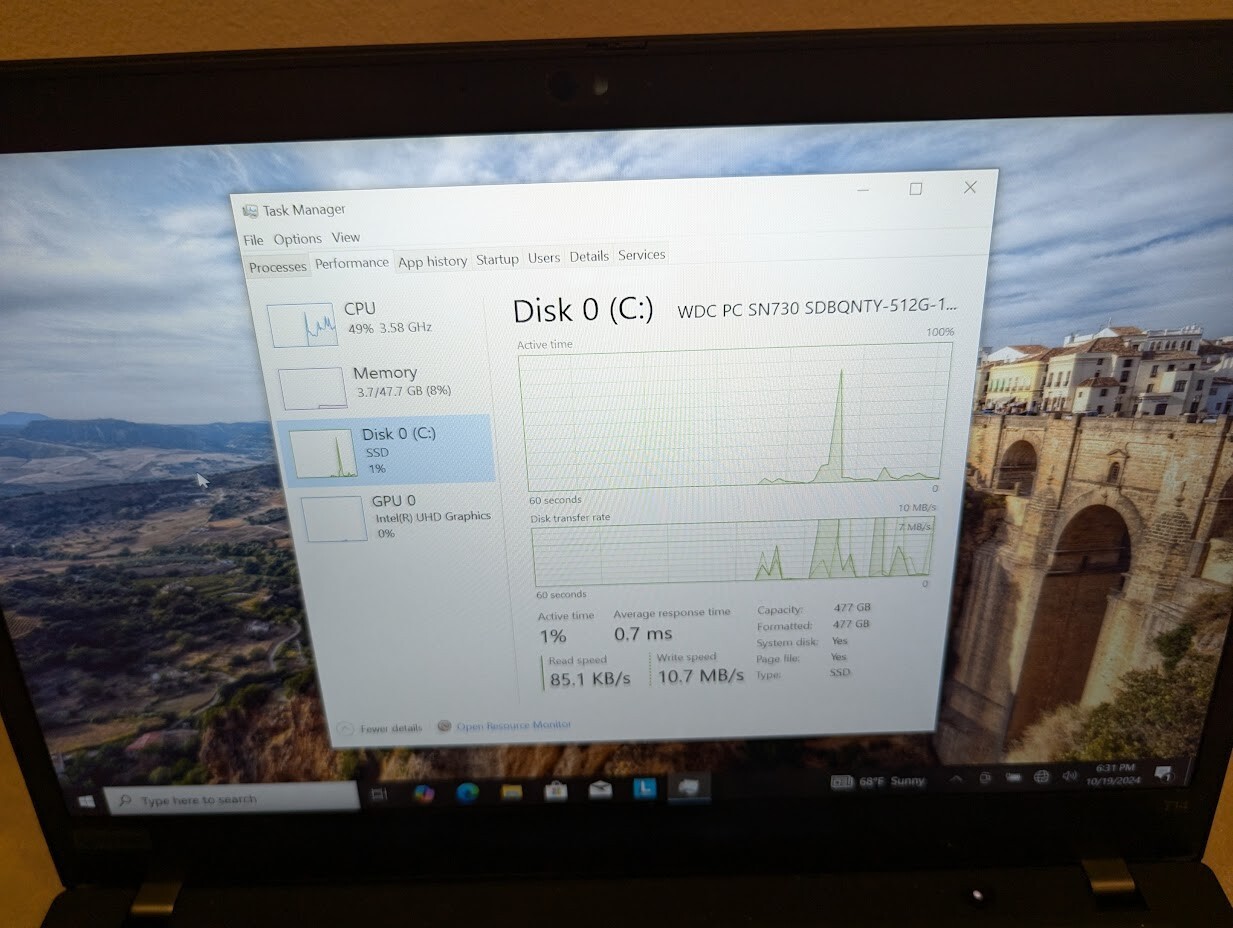 Lenovo Thinkpad T14 G1 i7-10610U 48GB RAM/500 GB SSD – Win 10 Pro TOUCHSCREEN