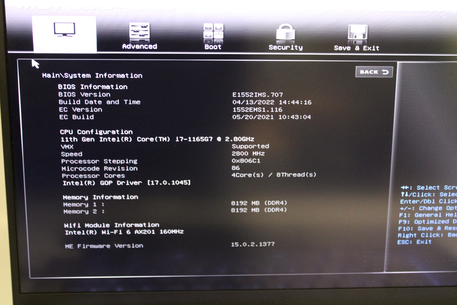 MSI Modern 15 MS-1552 _ I7-1165G7 @ 2.8 _ 16GB RAM _ 512GB SSD _ W11P