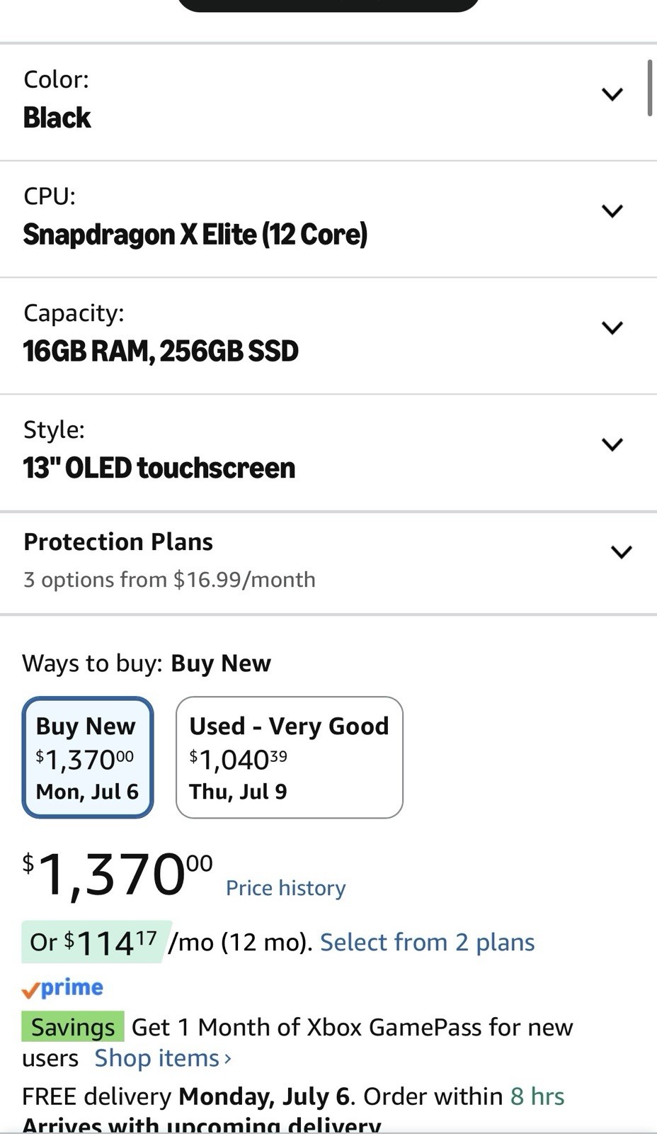 Microsoft Surface Pro 2-in-1 Laptop/Tablet EP2-05006 OLED Snapdragon X Elite 16G