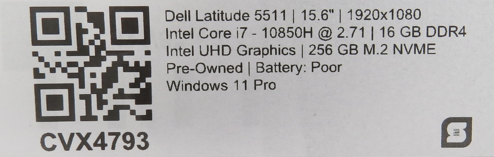 Dell Latitude 5511 | i7-10850H | 16GB DDR4 RAM | 256GB M.2 | Win 11 Pro w/AC