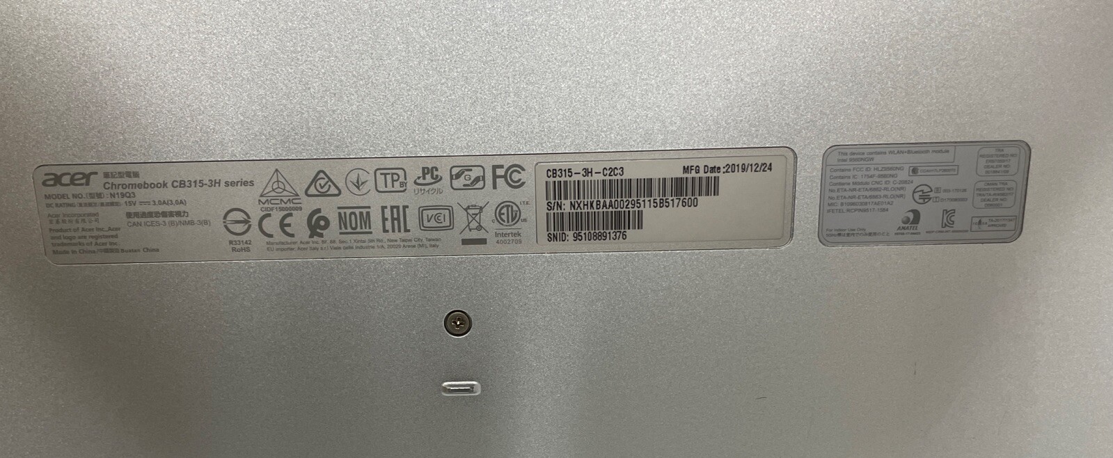 Acer Chromebook 315 CB315-3H-C2C3 15.6 inch 32GB, Intel Celeron N, 1.60GHz